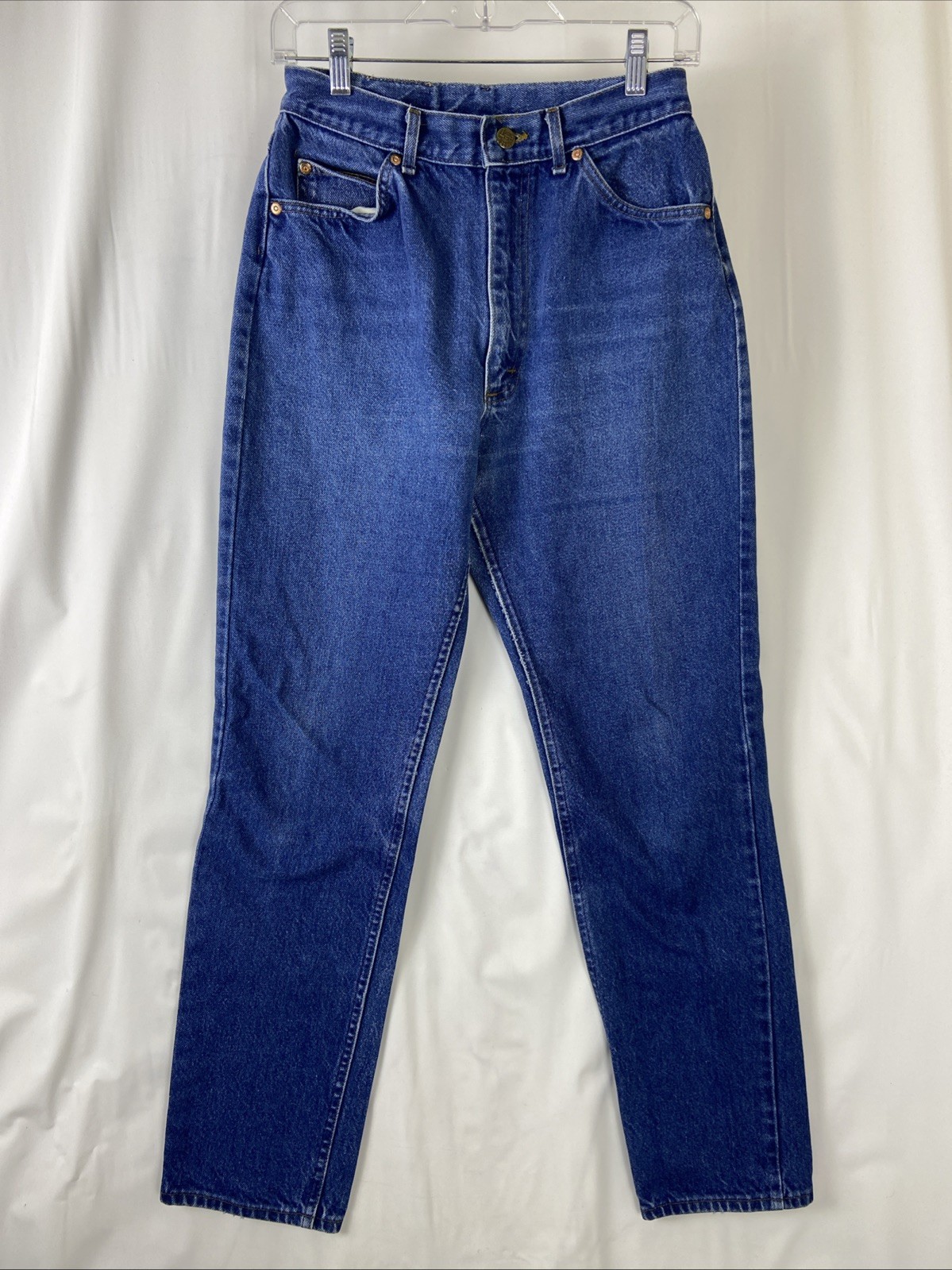 Vintage Lee Riders Women’s Size 12 Med Blue Distressed Denim Jeans Union Made
