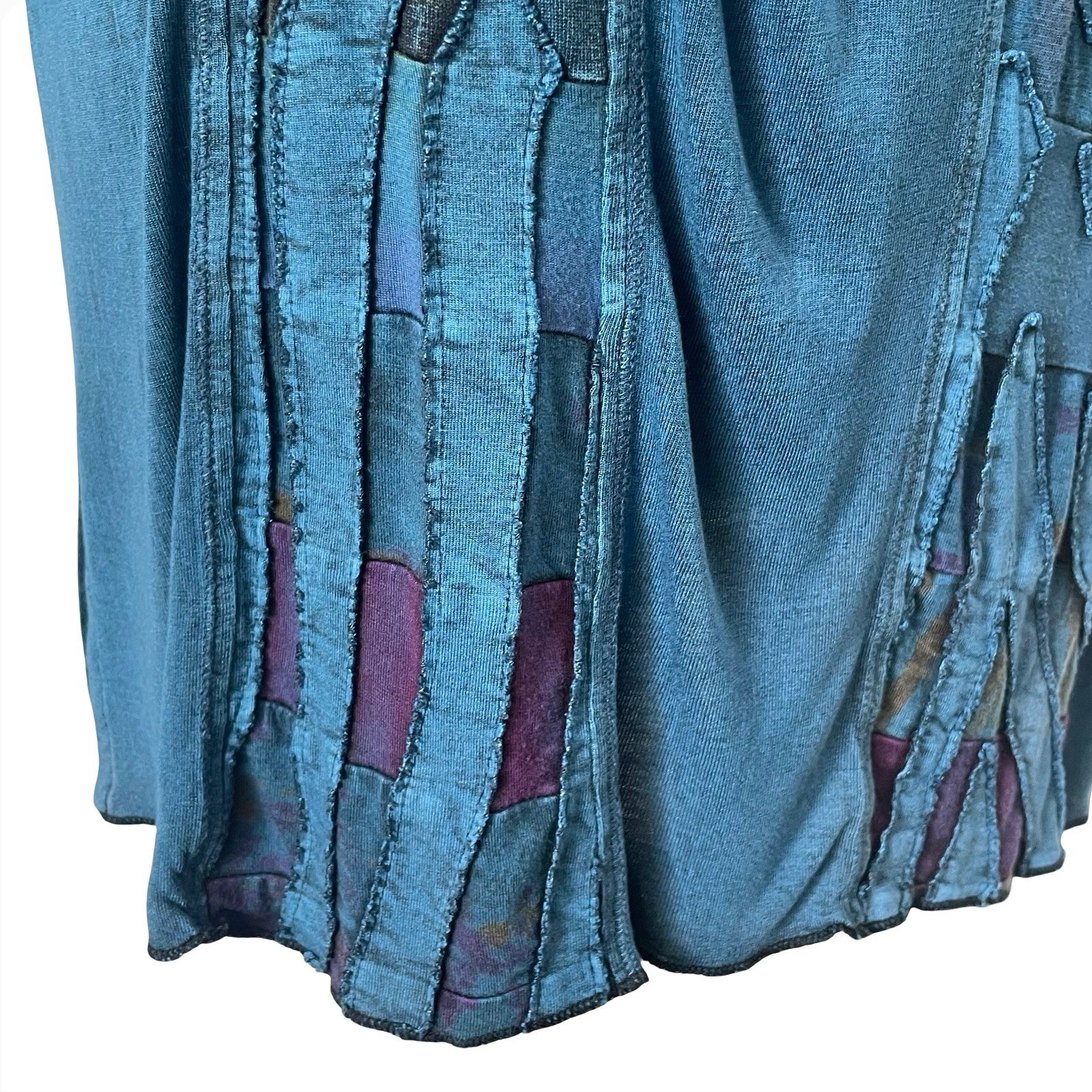 Parsley & Sage Boho Patchwork Tunic Dress Sz XL V-Neck Long Sleeve Art to Wear