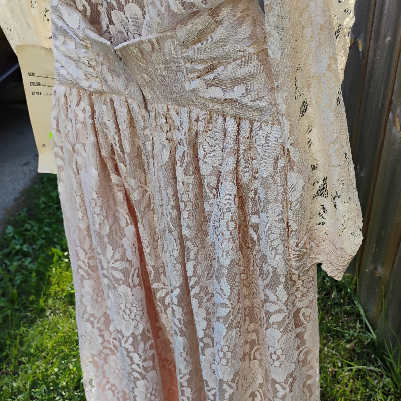 VTG Lorrie Kabala Lace Wedding Gown 3 Pc Size 8 Champagne Cream Pearl Beaded NWT