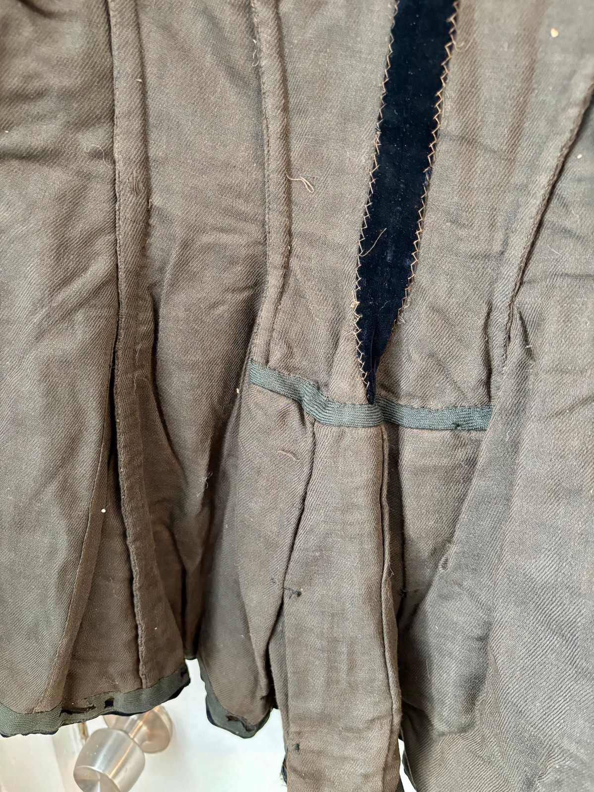 Antique Victorian Black Velvet Fitted Jacket Bustle Era Tailored Coat w/ Pleated