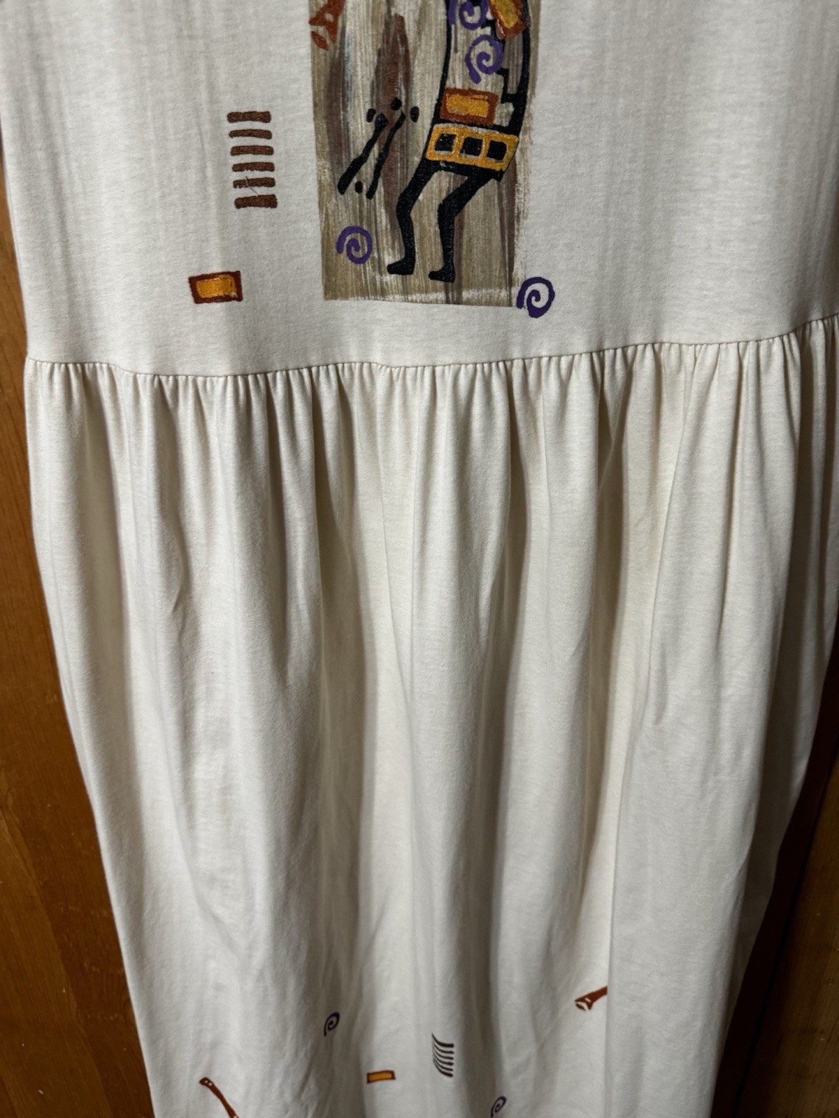 VTG LA ARTWEAR HANDPAINTED MAXI DRESS Kokopelli Women’s Size M/L Art To Wear EUC