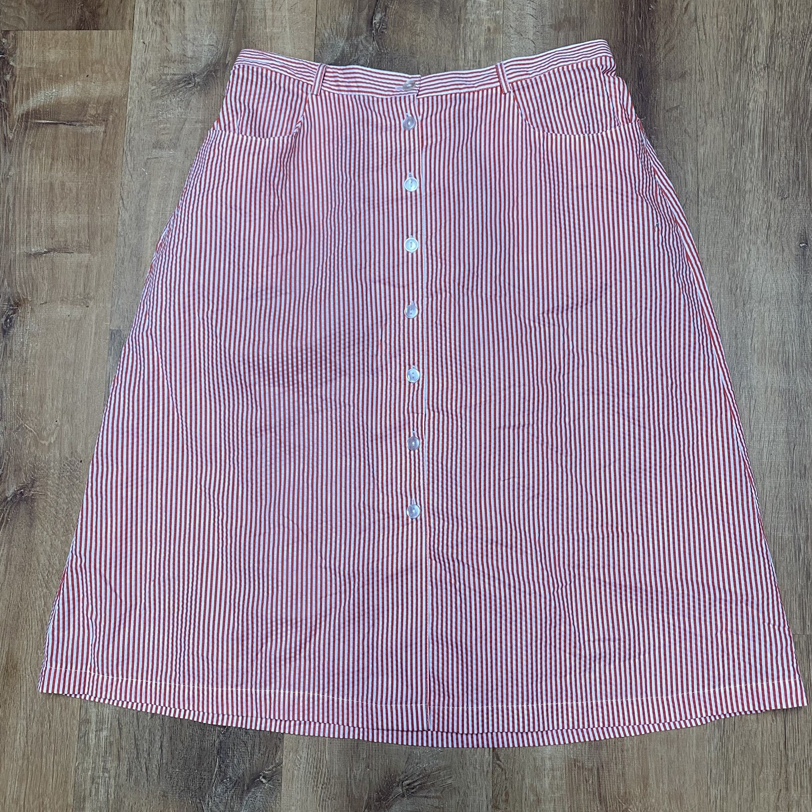 VTG Women’s Plus Red Below Knee Sz 20 Barber Shop Steam Punk Lightweight Pockets