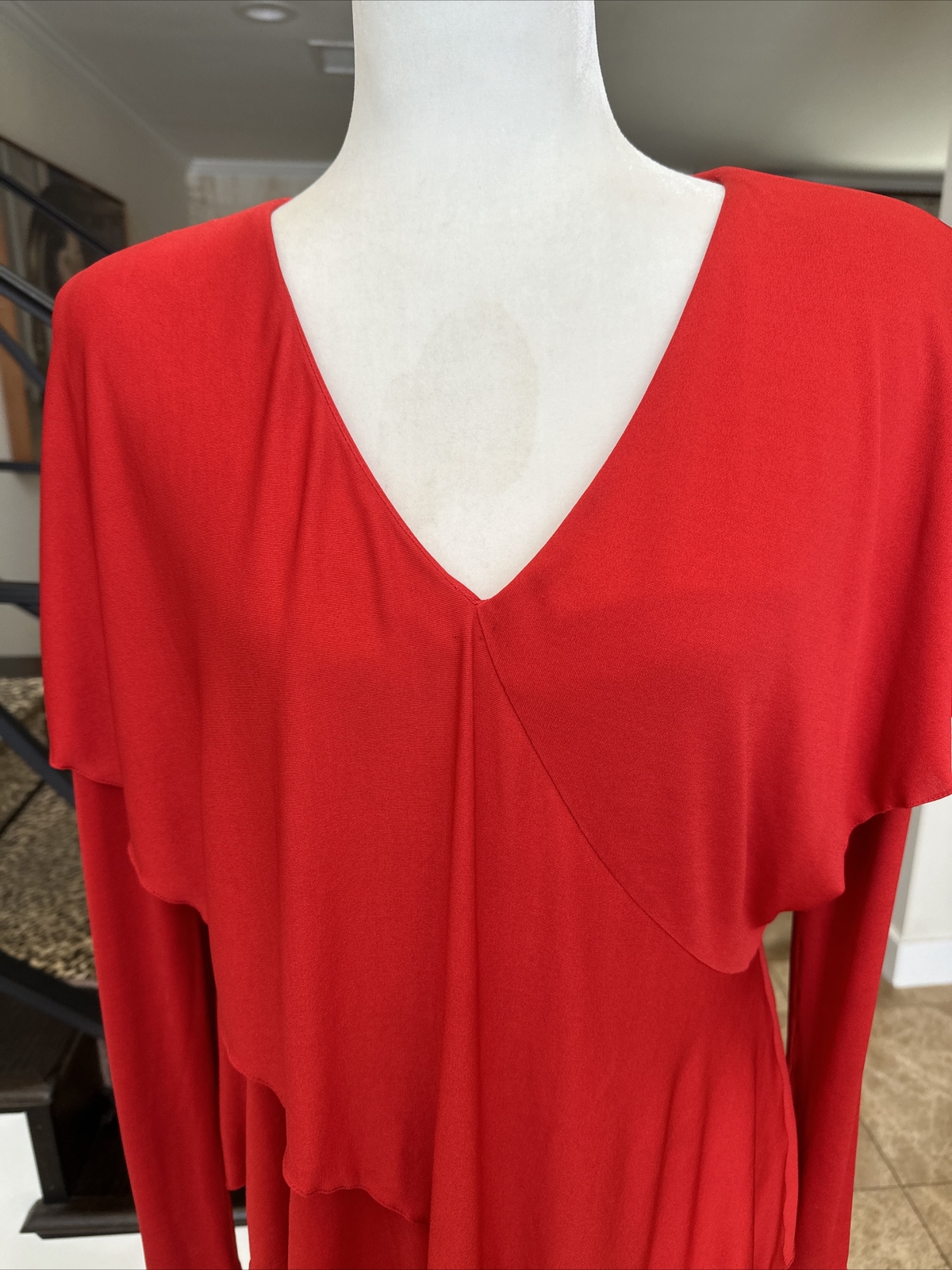 Holly Harp From Bergdorf Goodman Vintage 70s Iconic Red Tiered Jersey Dress S