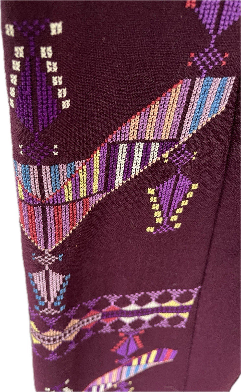 Vintage 1972 Hand Embroidered Wool Ethnic Caftan 70s Kaftan