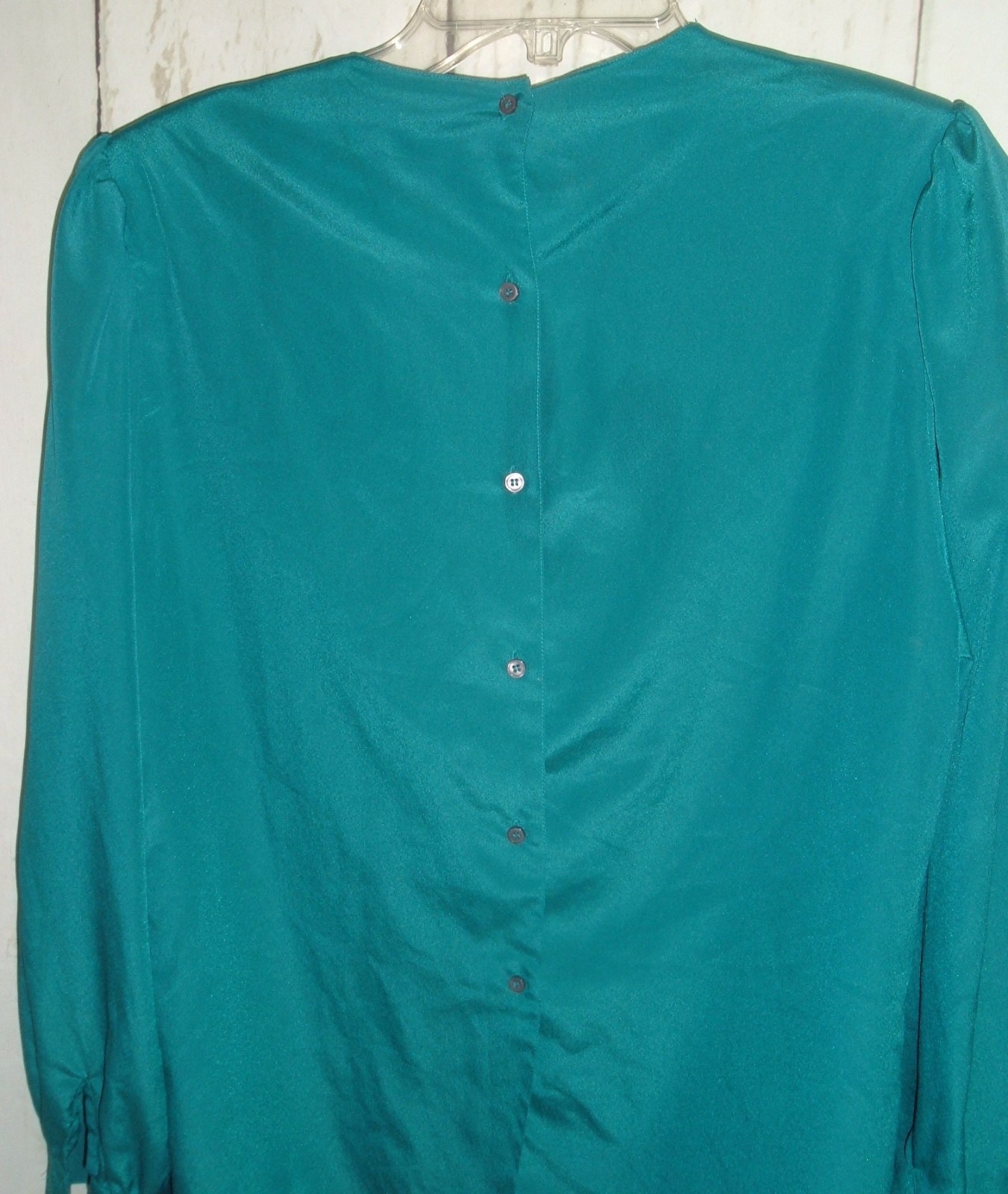 Vintage Top IQ Essentials Teal Blouse 14 drape Neckline Career classiccore retro