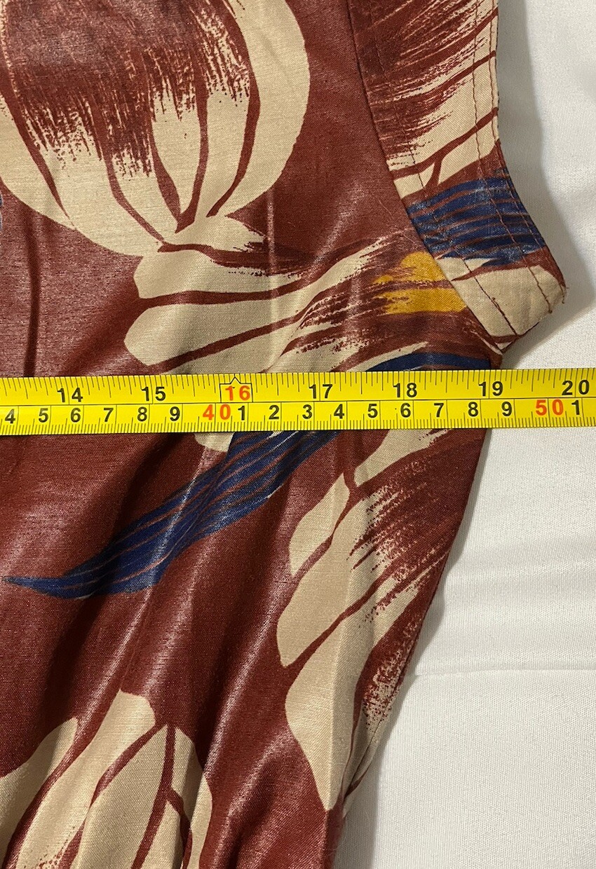 Vintage CALIFORNIA GIRL Short Cap Sleeve Long Floral Dress Sz 12 Brown Wet Look
