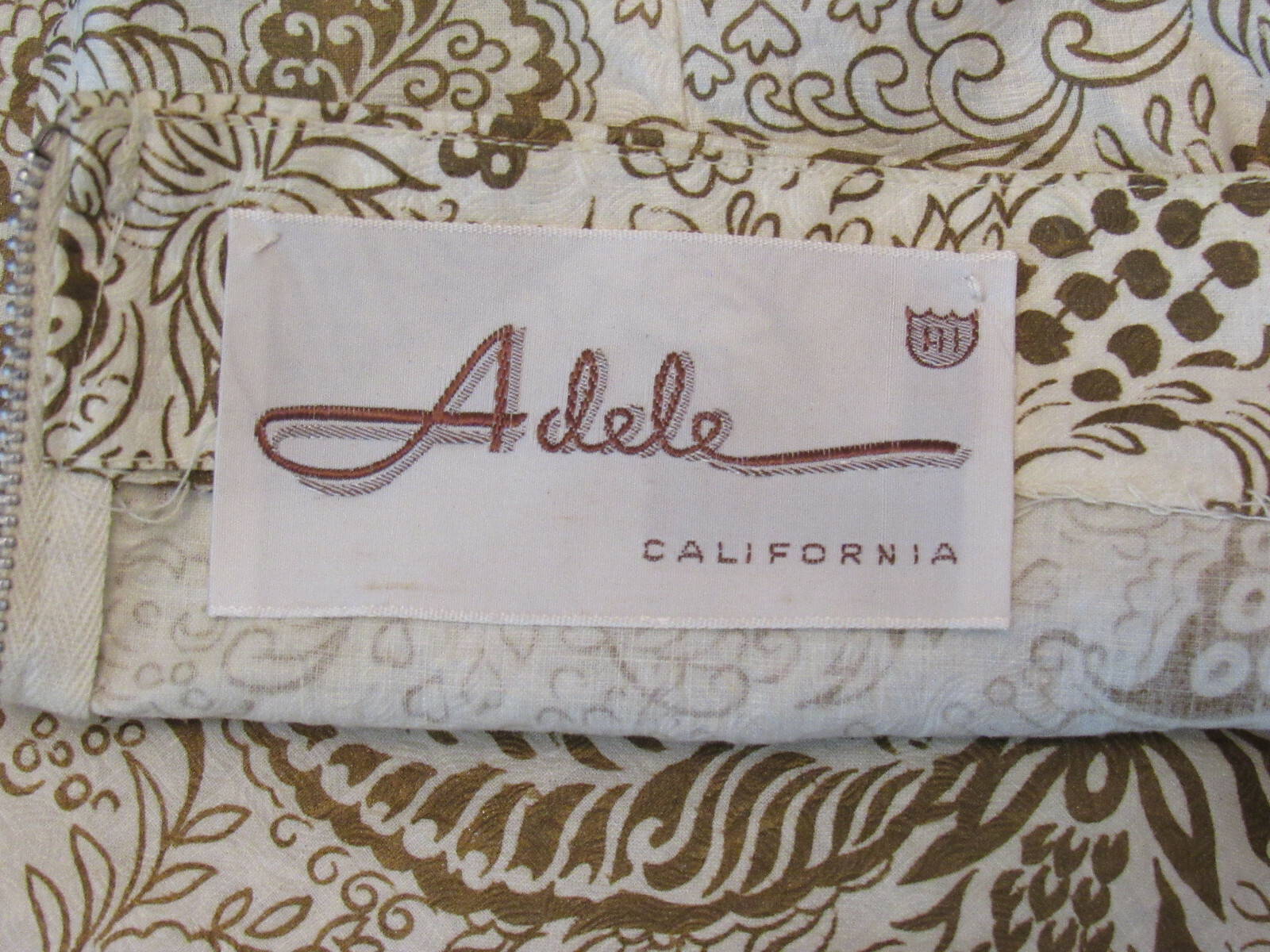 VTG 1950s 60s ADELE CALIFORNIA PAPER DRESS FLORAL PAISLEY DESIGNS GOLDEN BELT