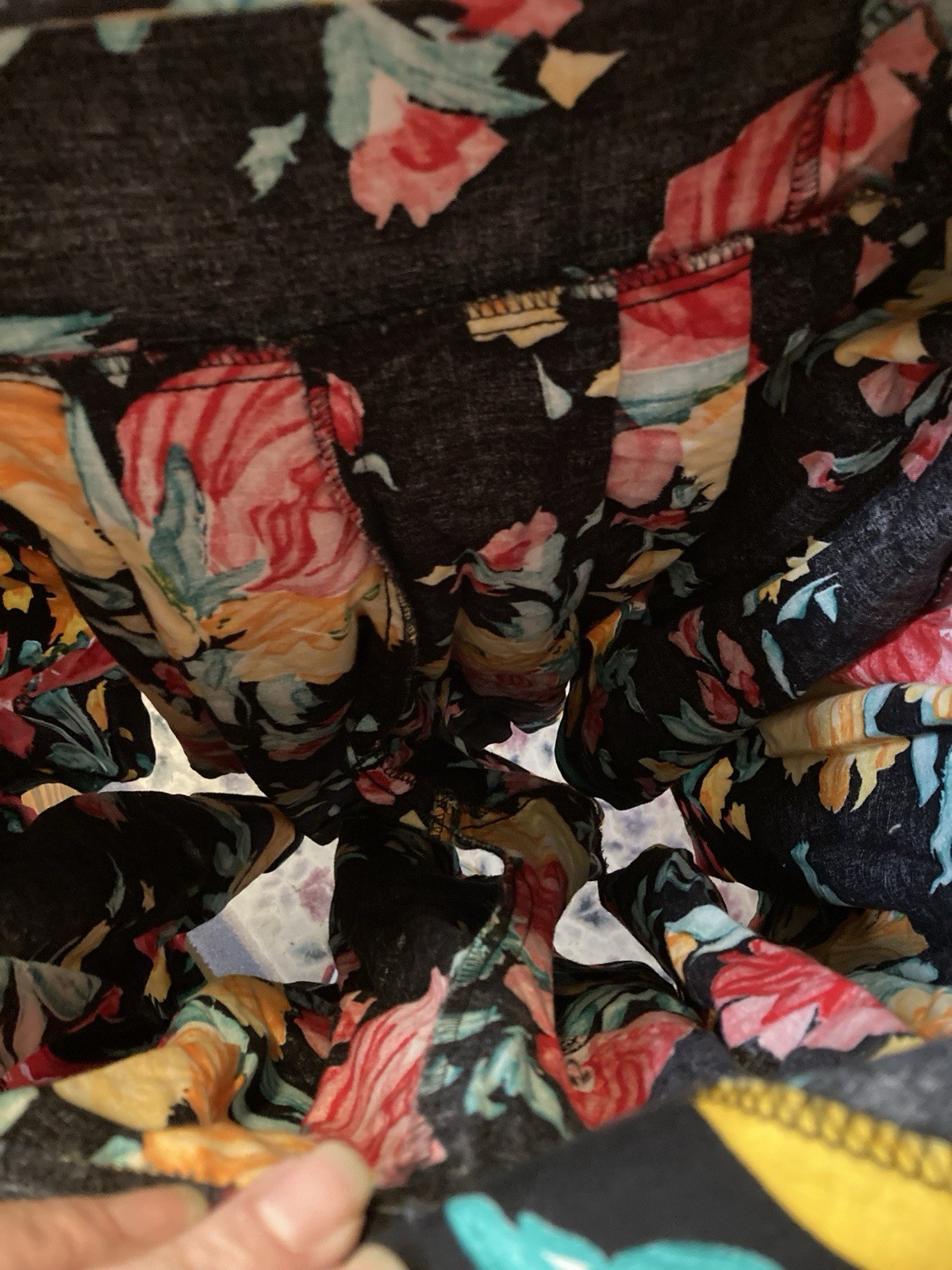 Vintage 1980s Culotte Romper Dress Black And Floral
