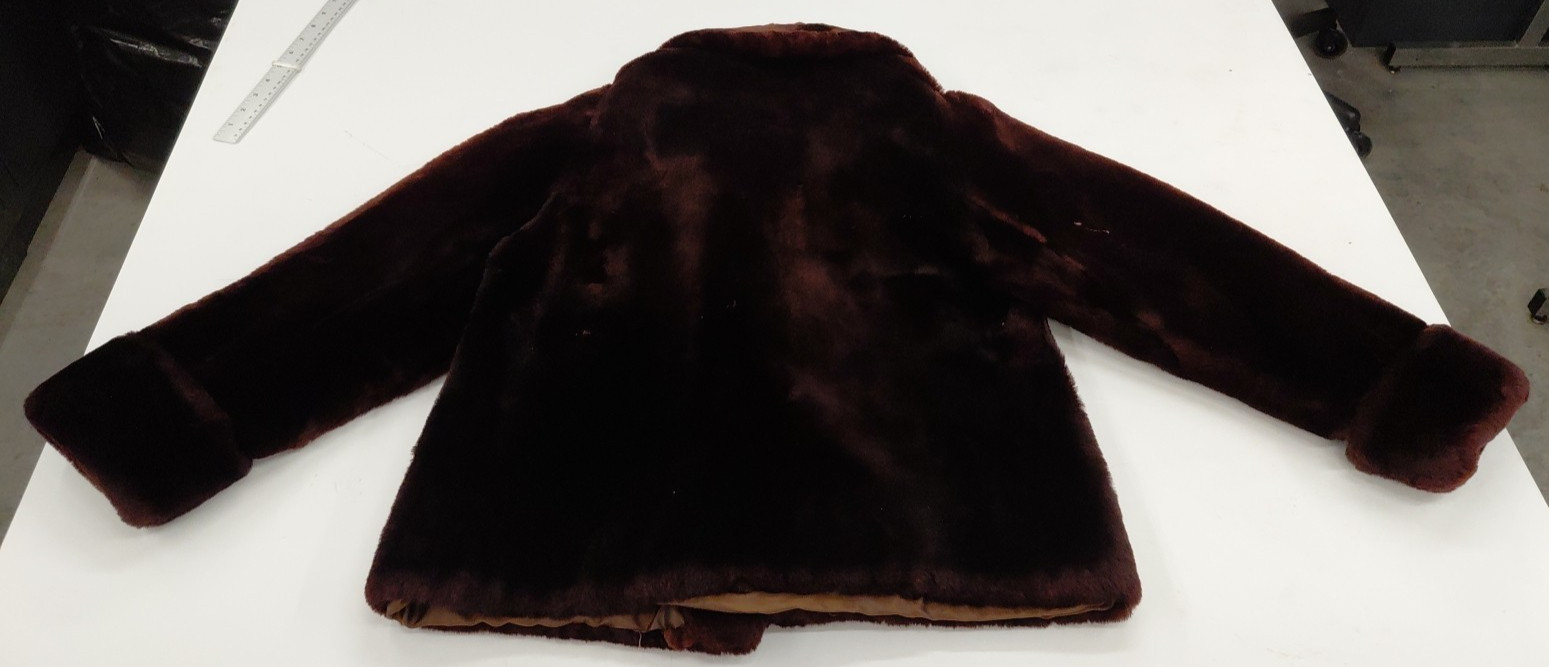 Womens Vintage Real Brown Fur Coat 1960s Small/Regular Unique Luxury Stripes
