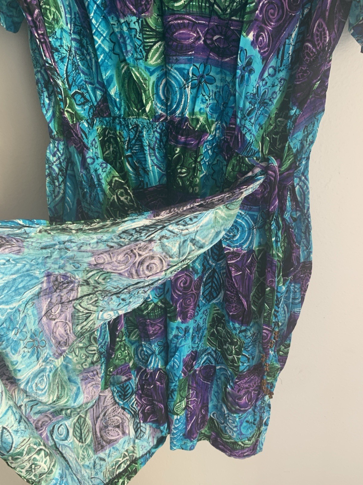 22 Vintage More Jazz Blue Hawaiian Tropical Sarong Dress 80s Retro Plus Floral