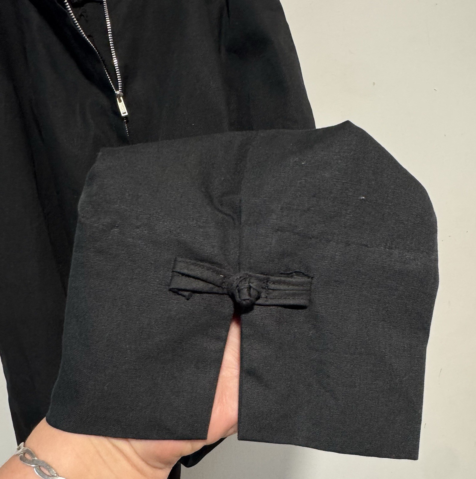 Vintage 40s 50s Black Capri Cigarette Pants Metal Back Zipper Handmade 22” Waist