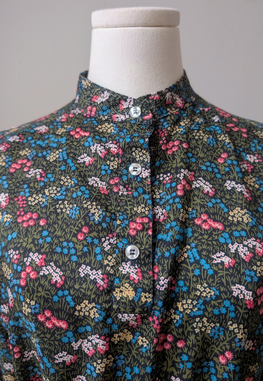 Vintage 70’s MOD Floral Tunic Belted Long Sleeve Blouse Hippy S