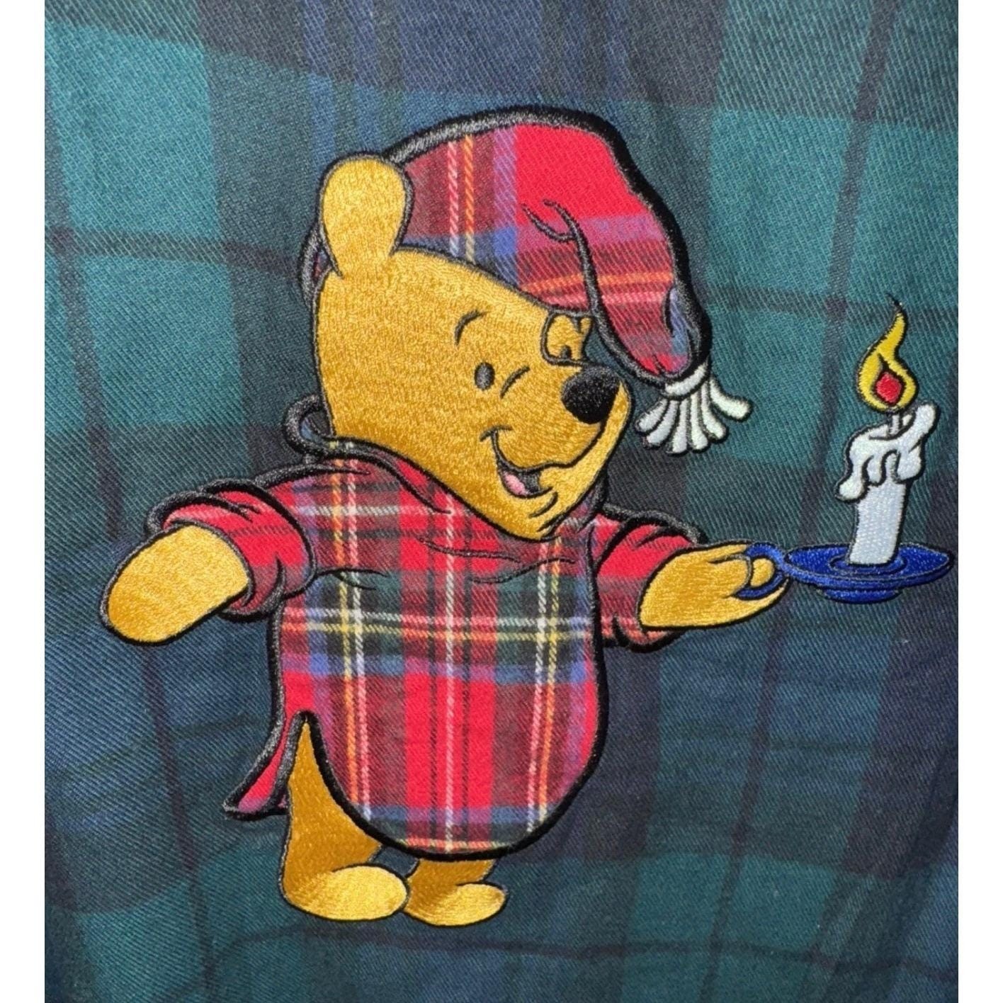 Disney Store Vtg Winnie the Pooh Plaid Cotton Nightgown Shirt OSFM Loungewear