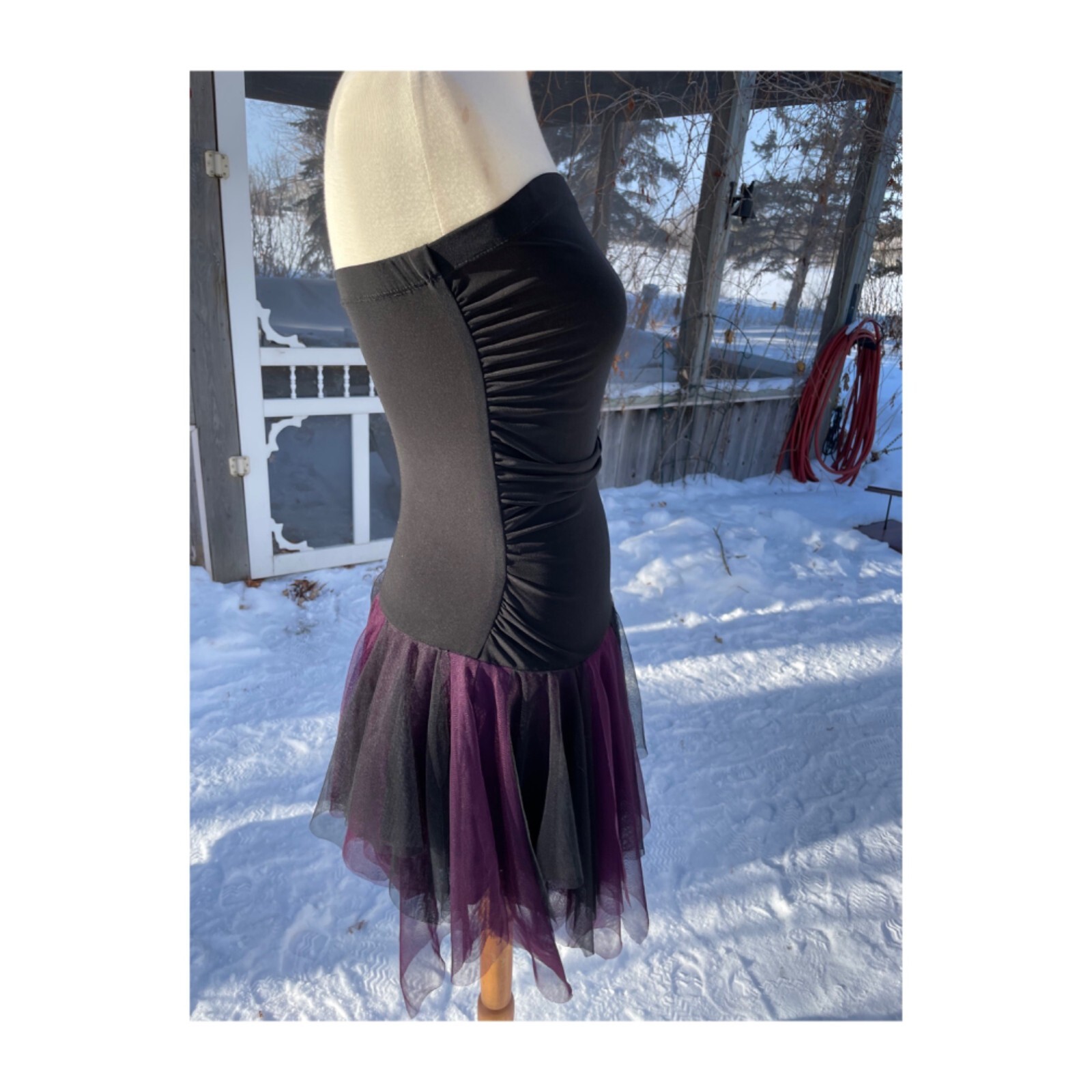 VIntage 90s B. Smart Tube Tutu Mini Dress Whimsy Goth Black Purple Sz 7/8