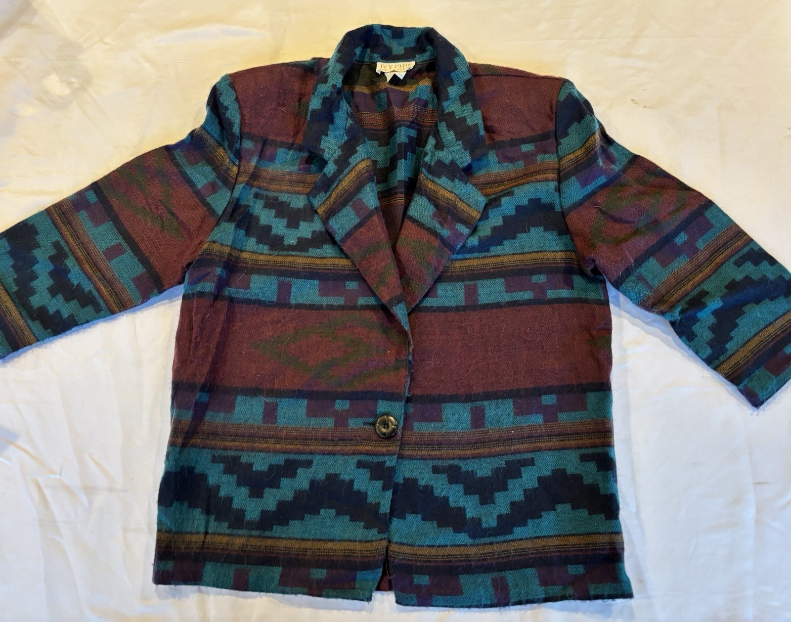 Vintage 80s Ivy Club Classics Blazer Sz Medium Aztec Native Beautiful Colors