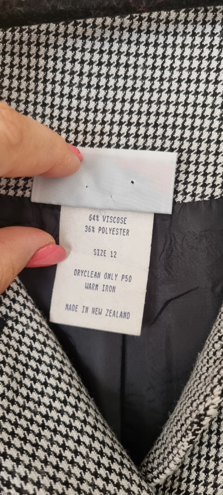 ❤️💛 MASUKA Vintage NZ Designer Black N White Houndstooth Blazer Size 12