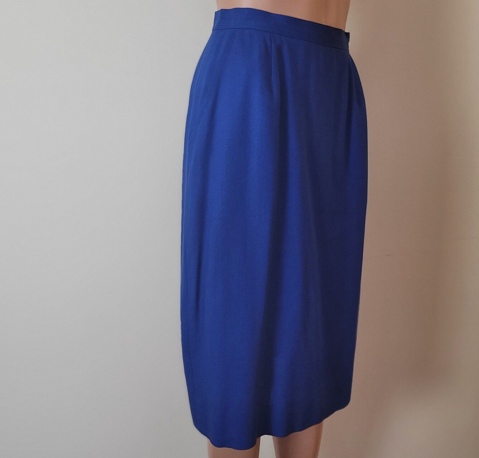 Vintage pencil Skirt Women’s XS 24″ bright blue 60s office Pinup academia cotton