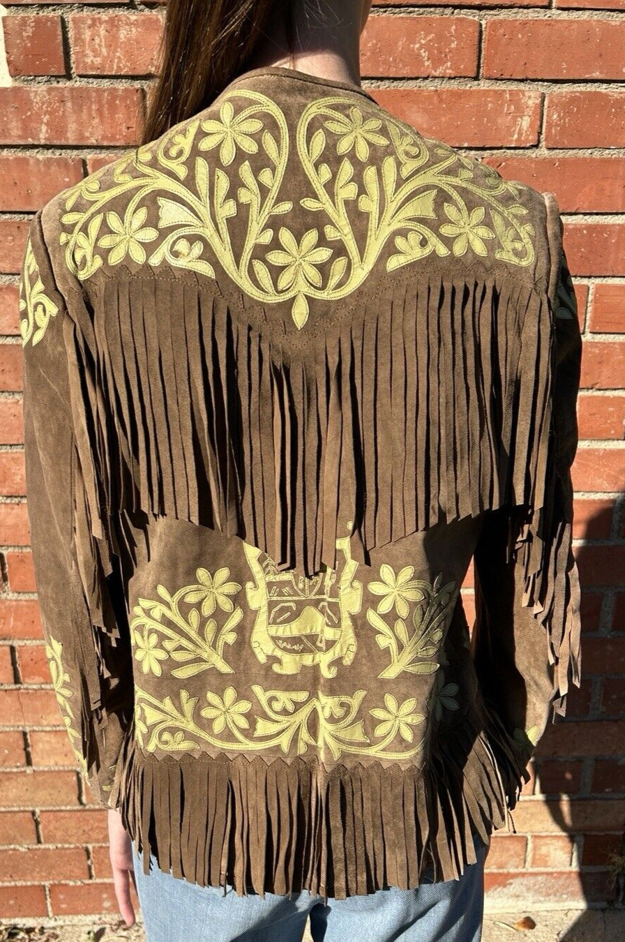 Gorgeous Vintage „Cuera Tamaulipeca” Custom Art Mexican Leather Fringe Jacket