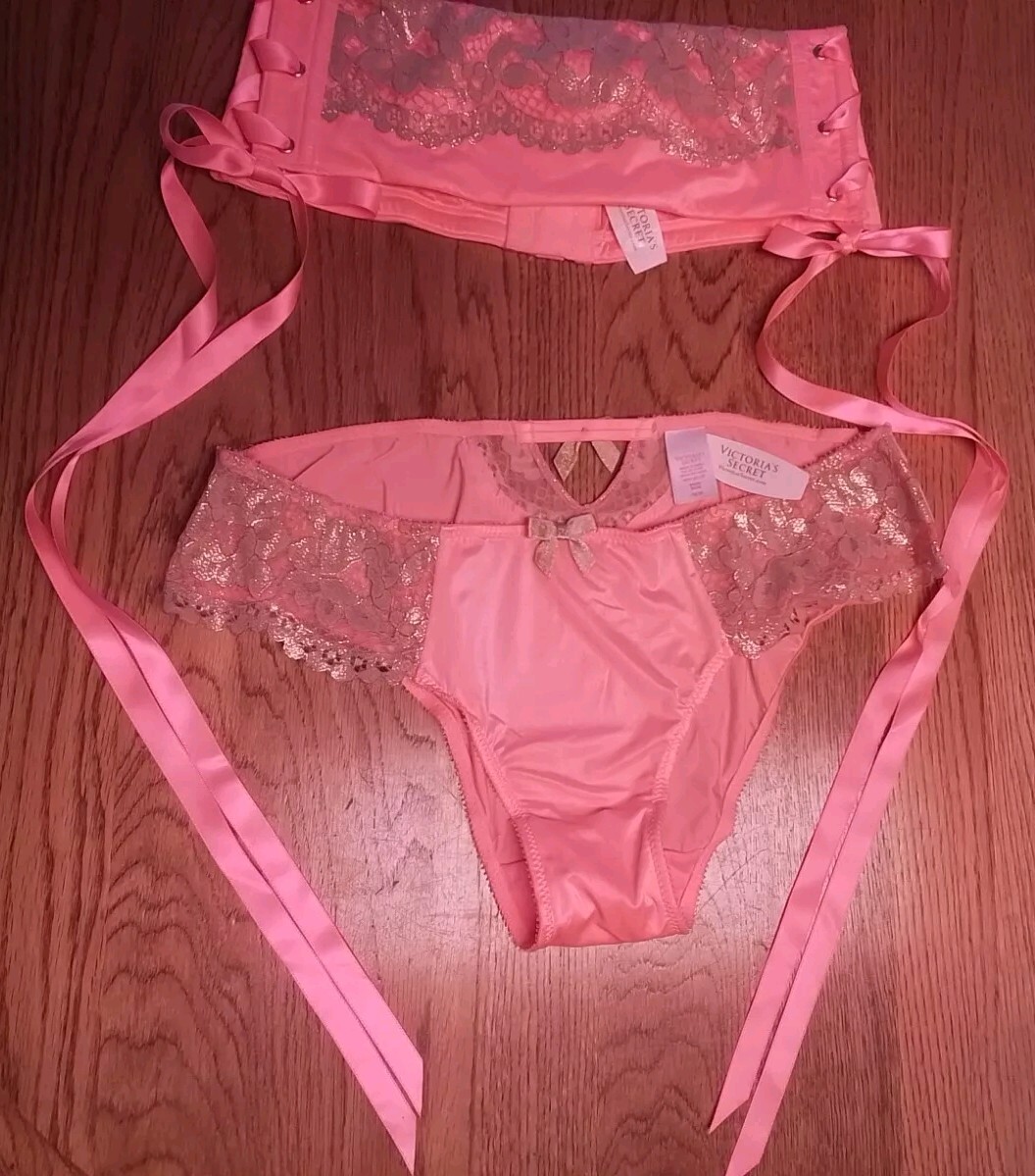 VTG VICTORIA’S SECRET Very Sexy CORAL PANTIES & Waist Cincher Belt Corset M/L