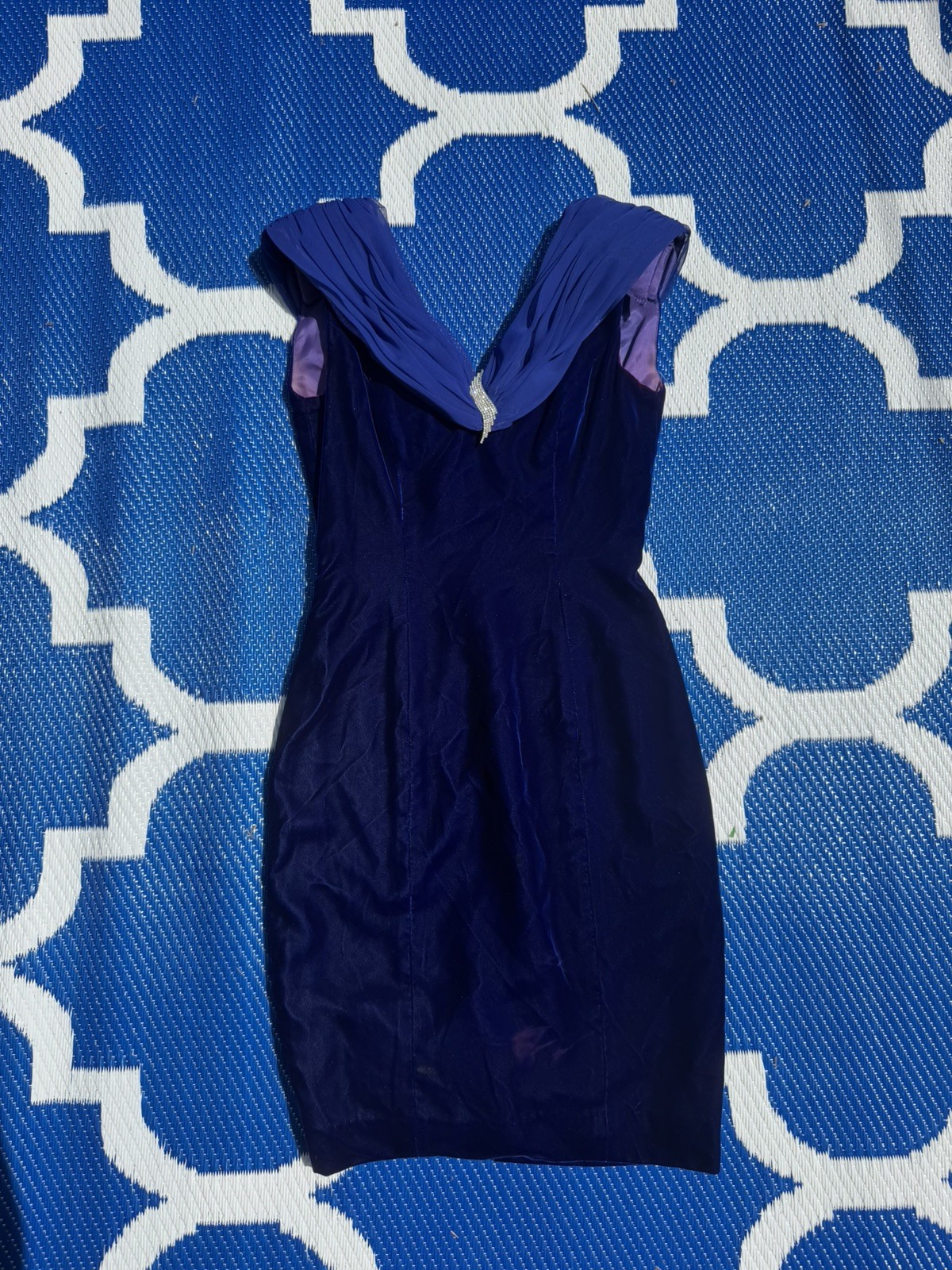 Vintage MORTON MYLES Cobalt Blue Formal Column Prom Evening Dress 4