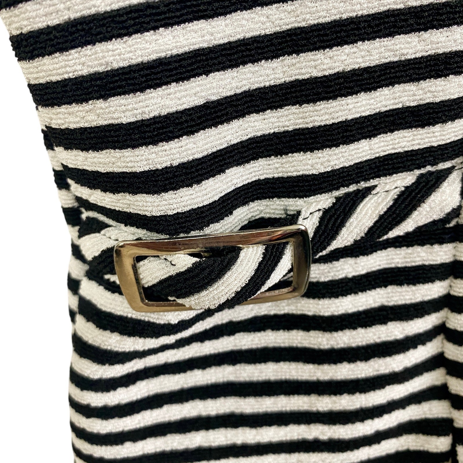 Vintage Nicole Studio NY Striped Scalloped Mock Two Piece Maxi Dress M