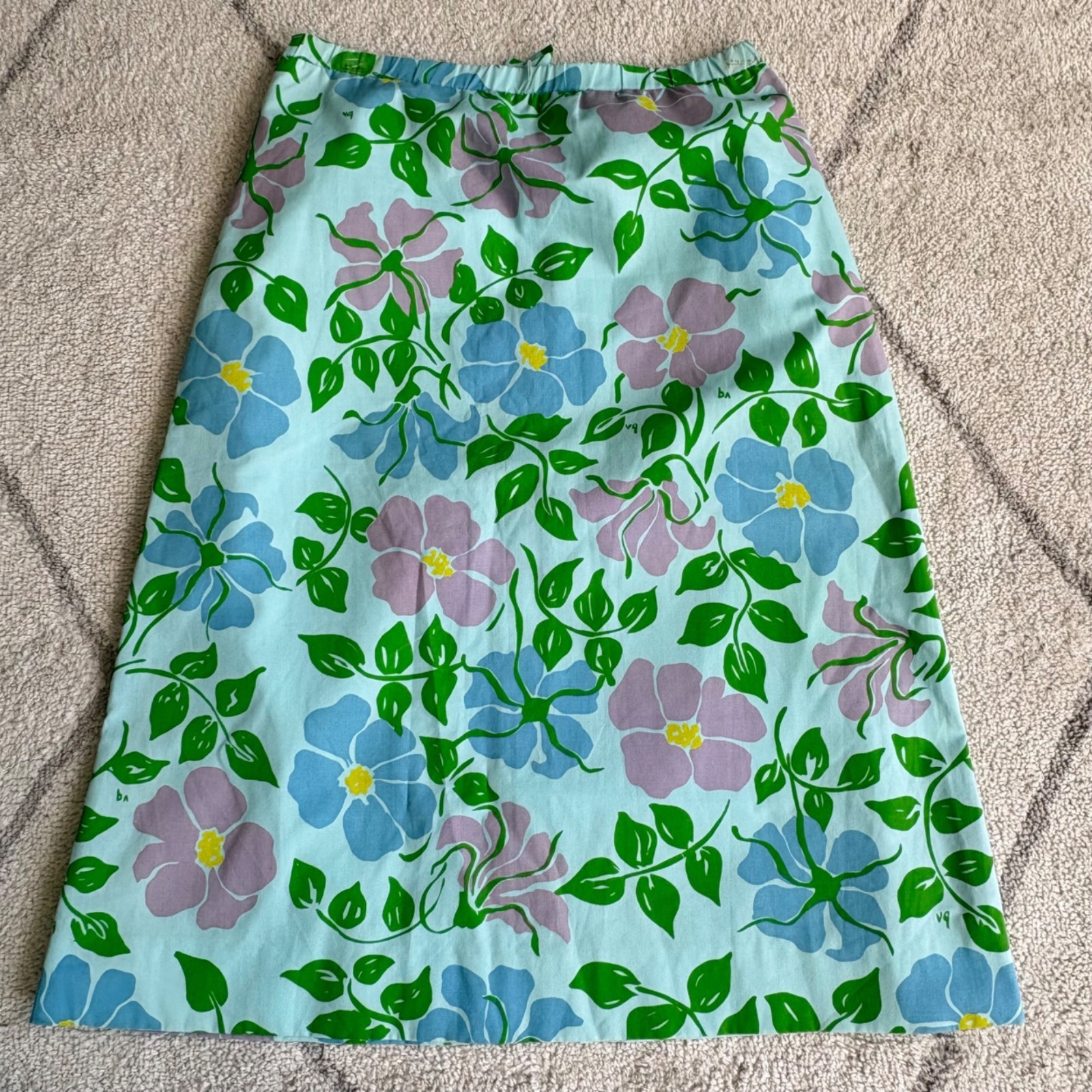 Vintage The Vested Gentress Floral A-Line Skirt Hand Screened Print