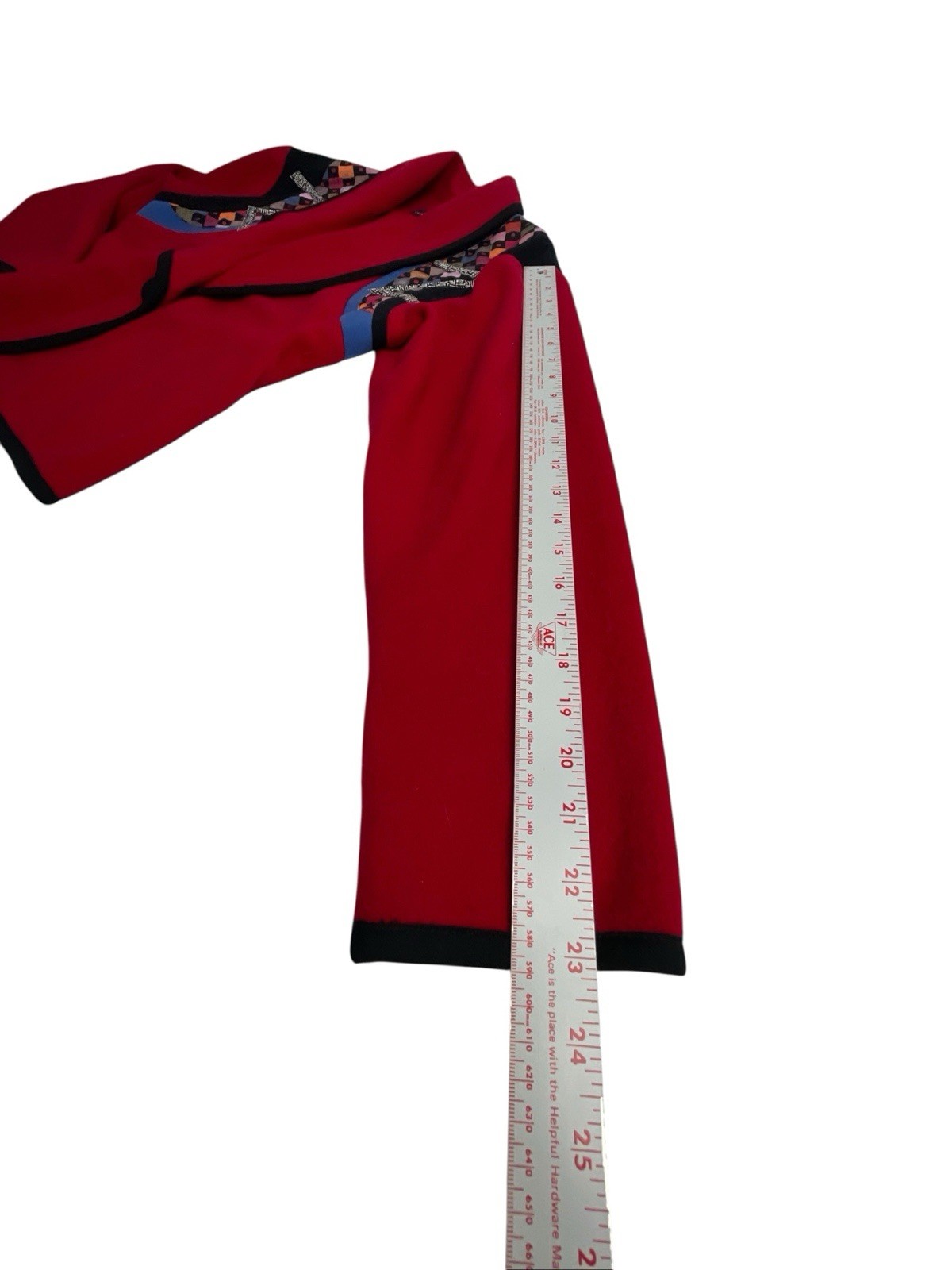 CANVASBACKS Wool Jacket 80’s Vintage Red with Colorful Details S