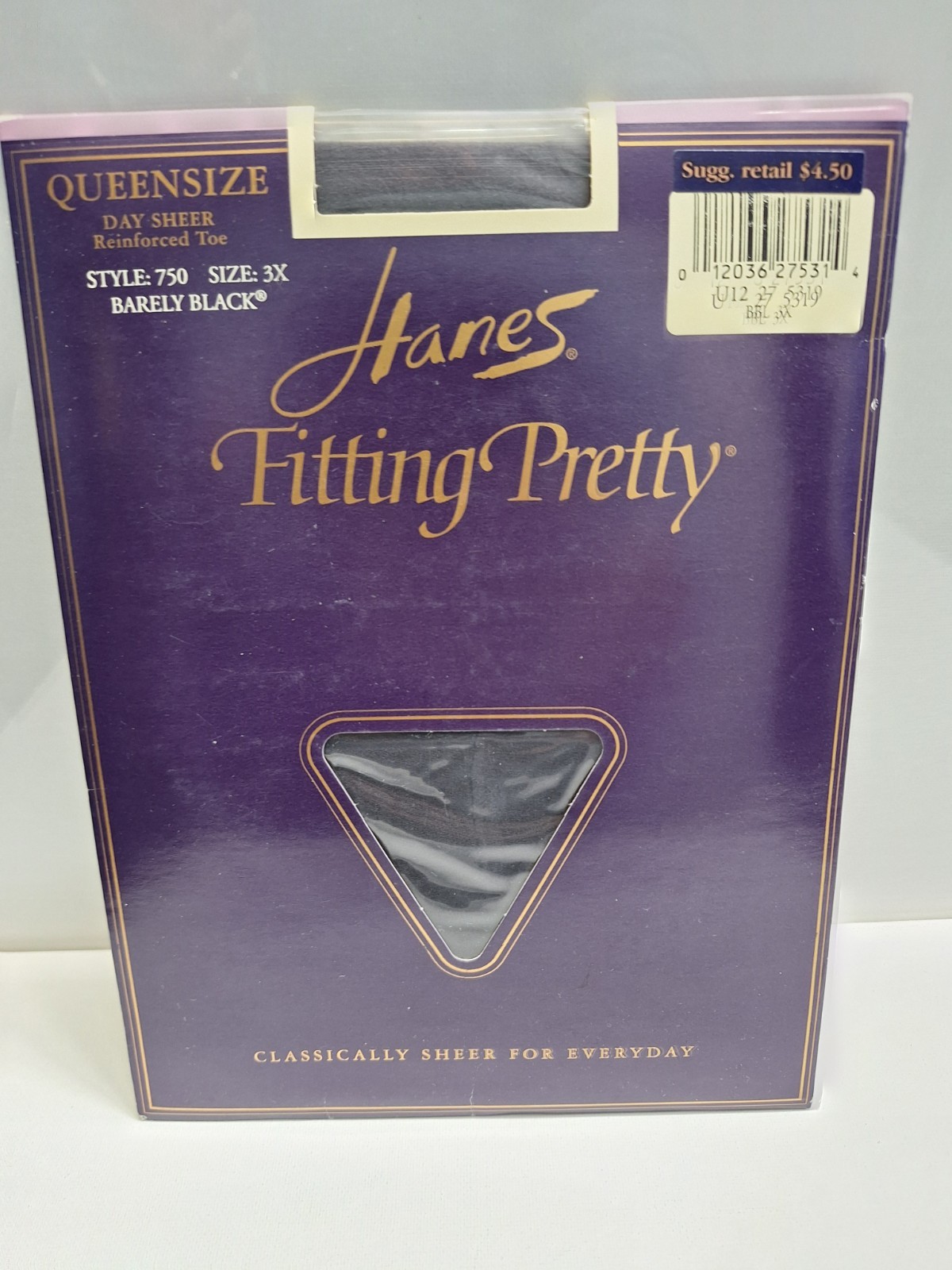 Hanes Fitting Pretty Sandalfoot Pantyhose Sheer Size 3X Queen Barely Black 750