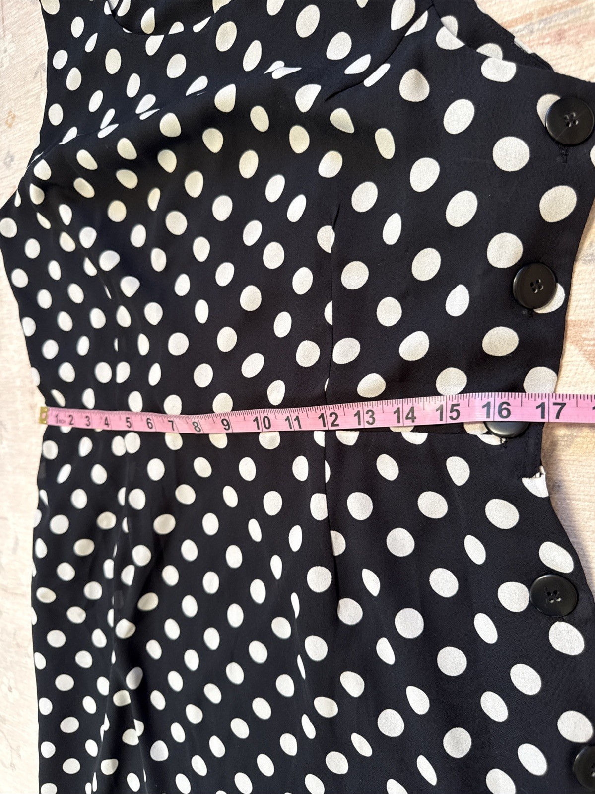 Vintage Polka Dot JRT Newport News Dress Chiffon Side Button Classic Preppy L