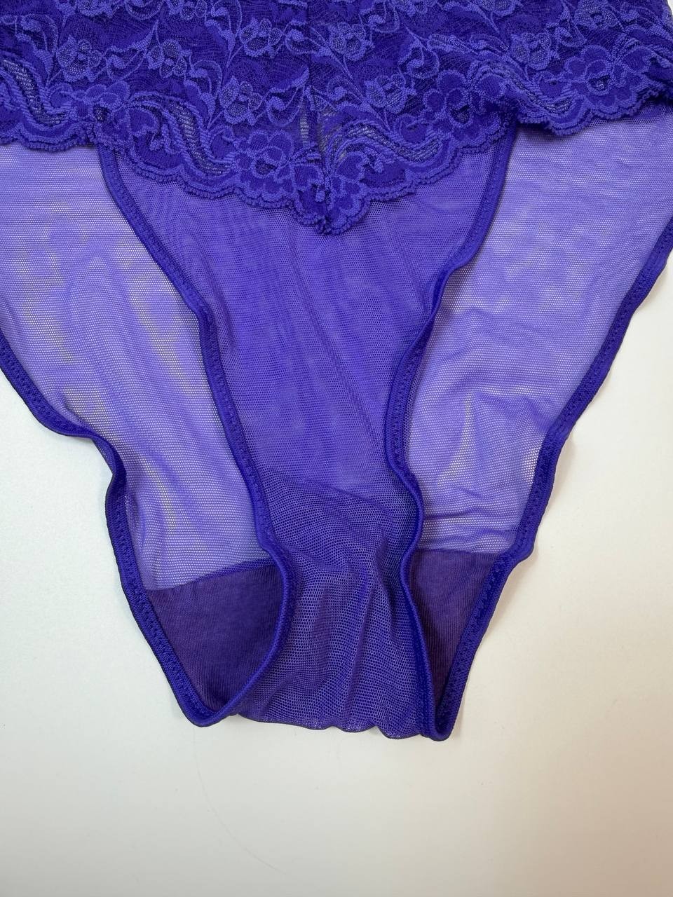 Vintage Victoria’s Secret Purple Sheer Lace Mesh Brief Panties M Nylon USA
