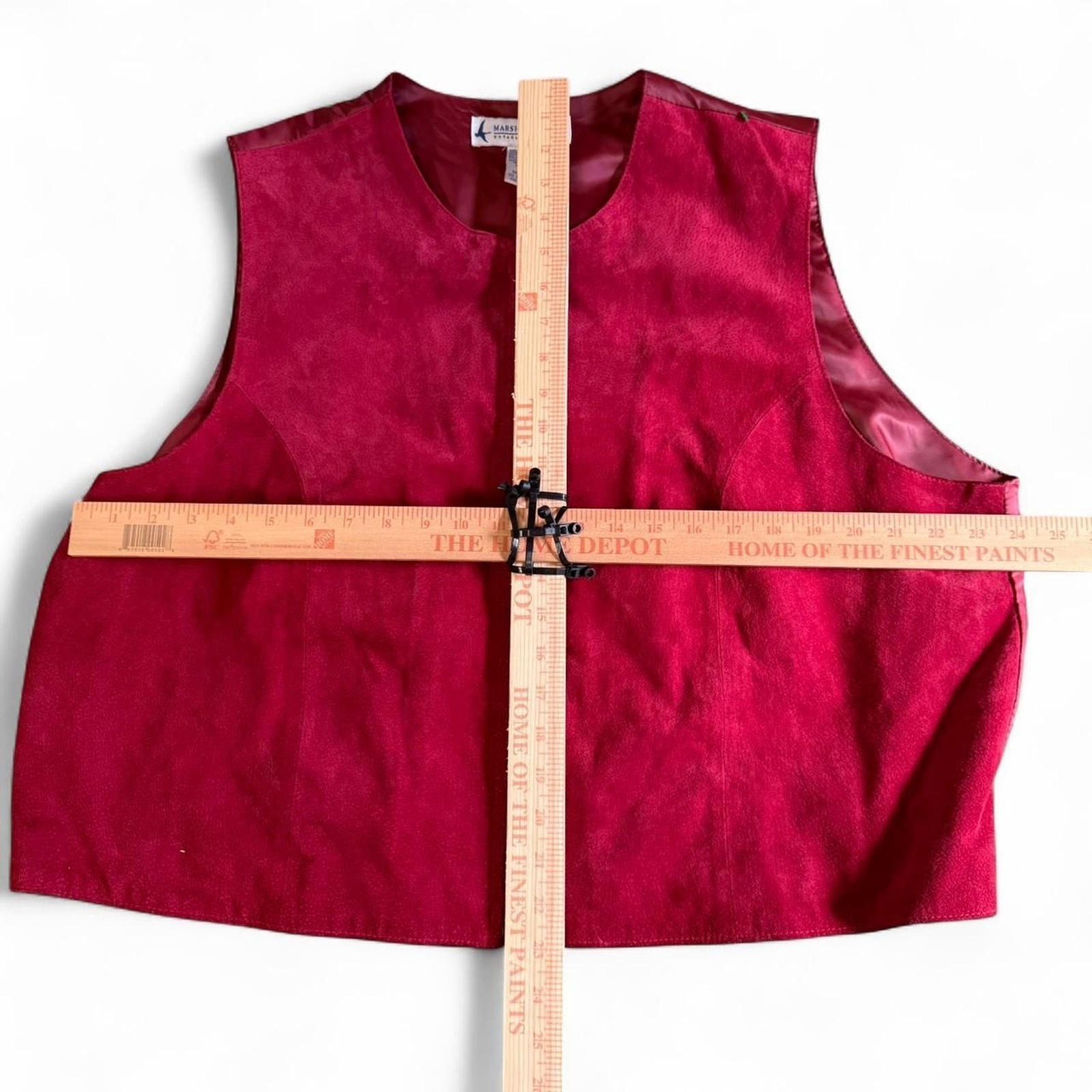 Marsh Landing II Red Suede Leather Vest Women 2X Plus Size Full Zip VTG