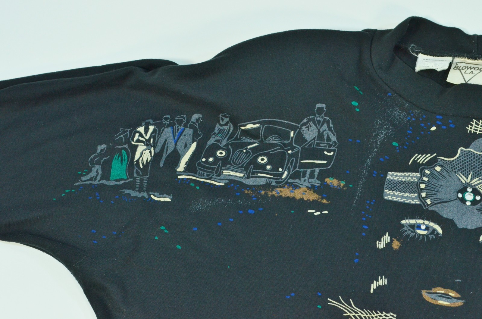 Vintage 80’s Blowout LA Black Gray 1920’s Flapper Woman Graphic Top Sweatshirt