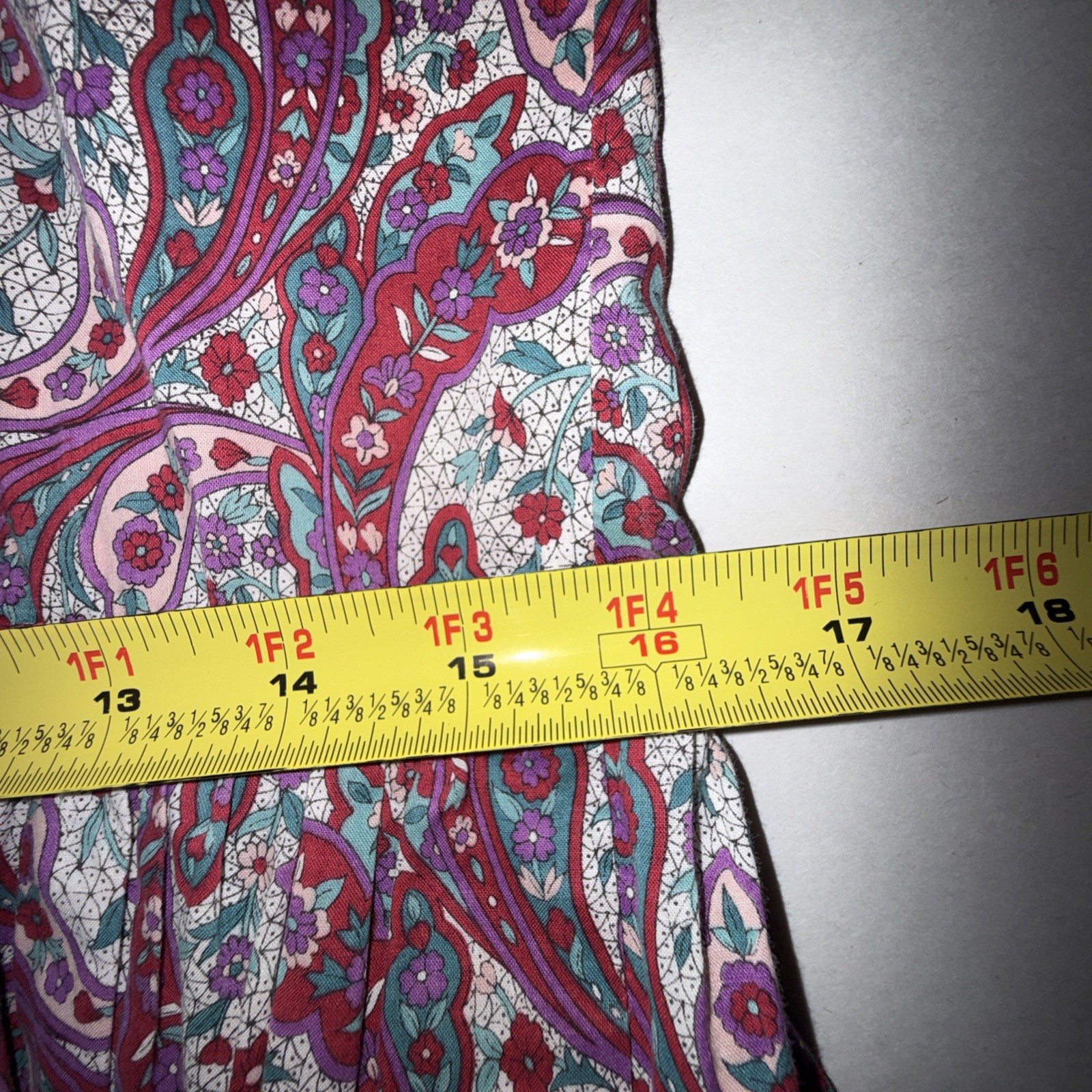 1950’s Handmade Cotton Shirt Dress Fit & Flare Paisley Pockets Medium Belted