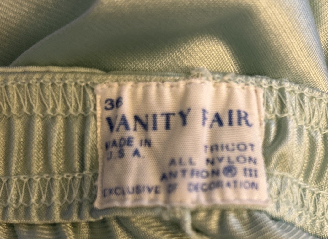 Vintage Vanity Fair Aqua Silky Nylon Tricot Top and Pajamas Pants PJ 2pc Set S/M