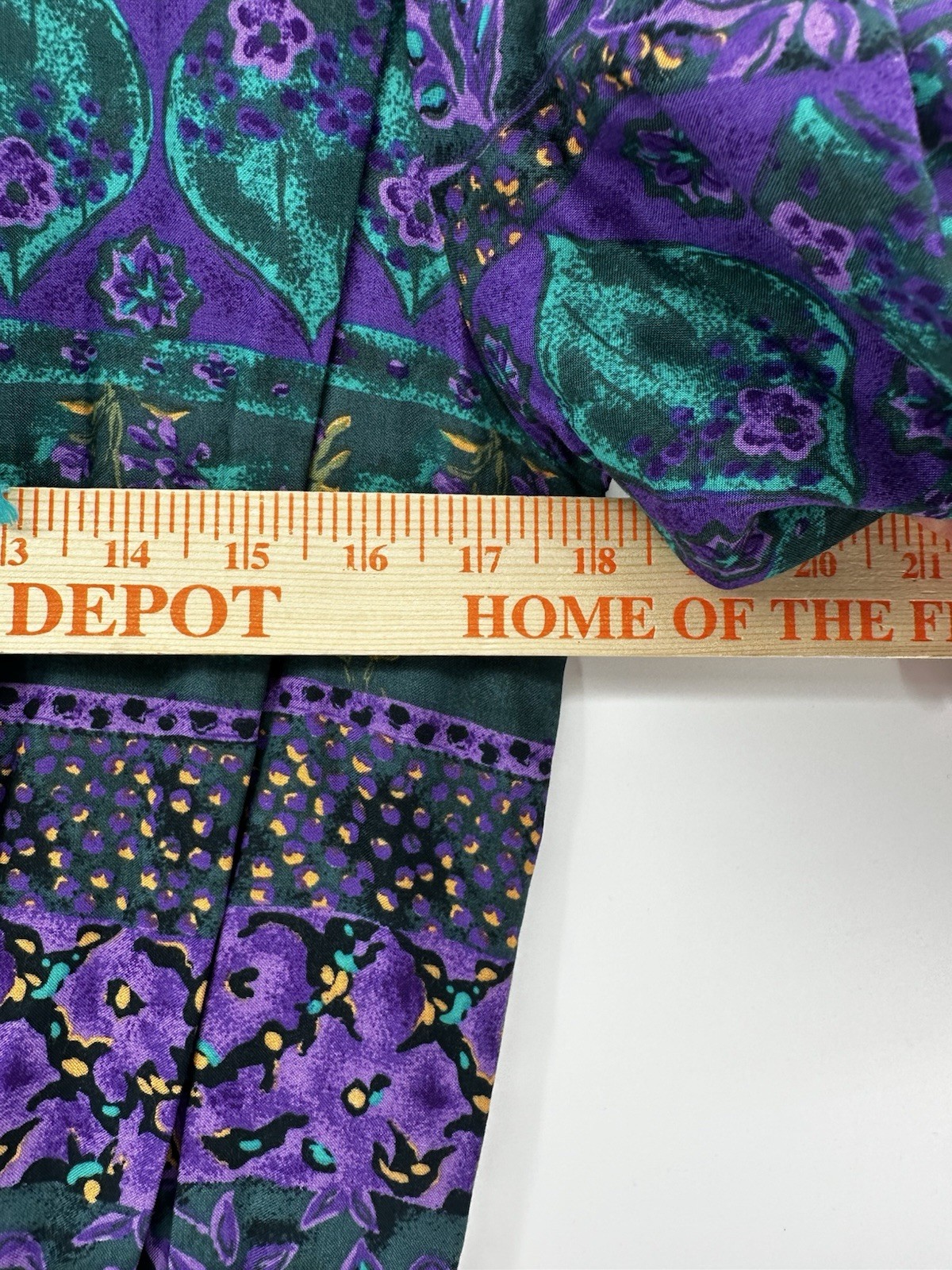 VTG 80’s Serbin of Florida Teal Purple Floral Hostess Artwear Boho Dress HH42
