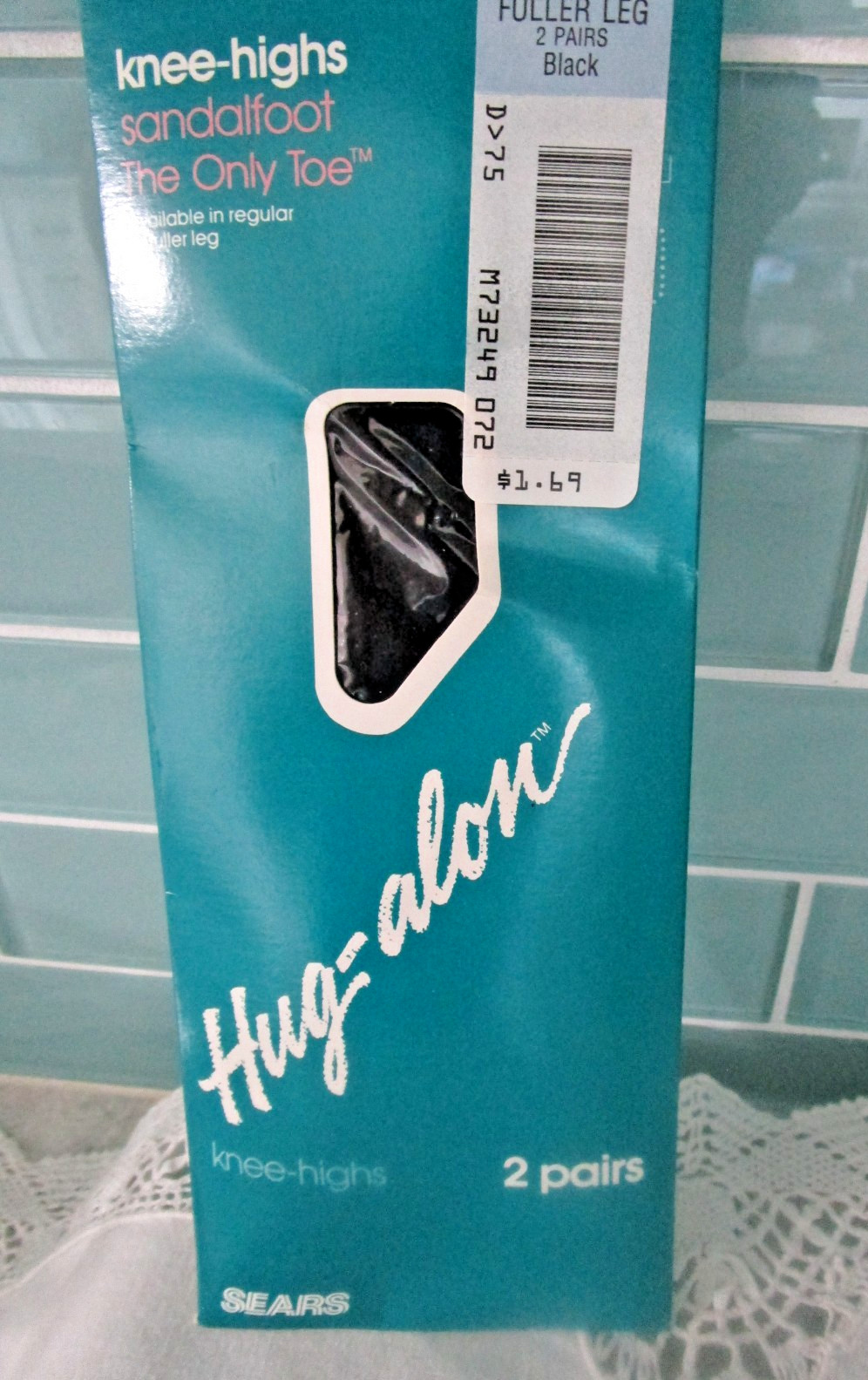 Vtg Sears Hug-alon Fuller Leg 9 1/2 – 12 Knee High Stockings 2 pr Black