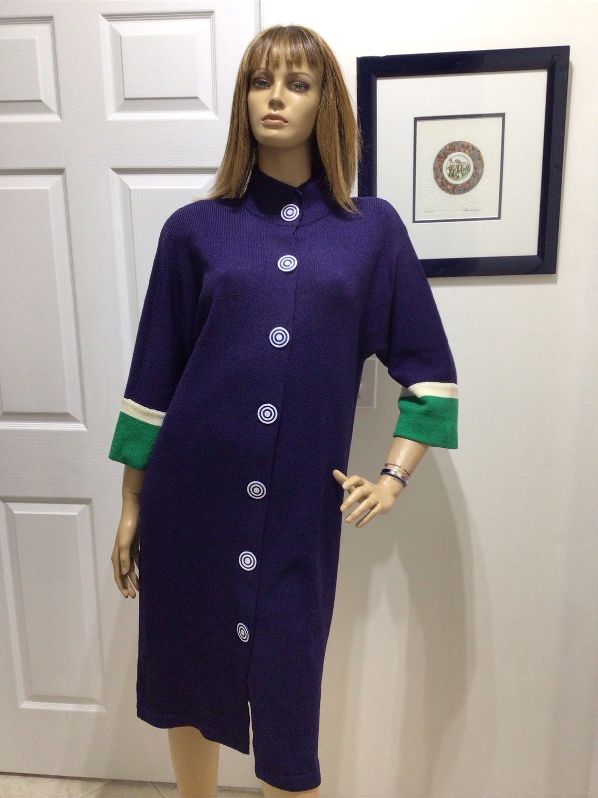 THE MICHAEL COLLECTION SANTANA KNOT DRESS SIZE MEDIUM VINTAGE NAVY GREEN
