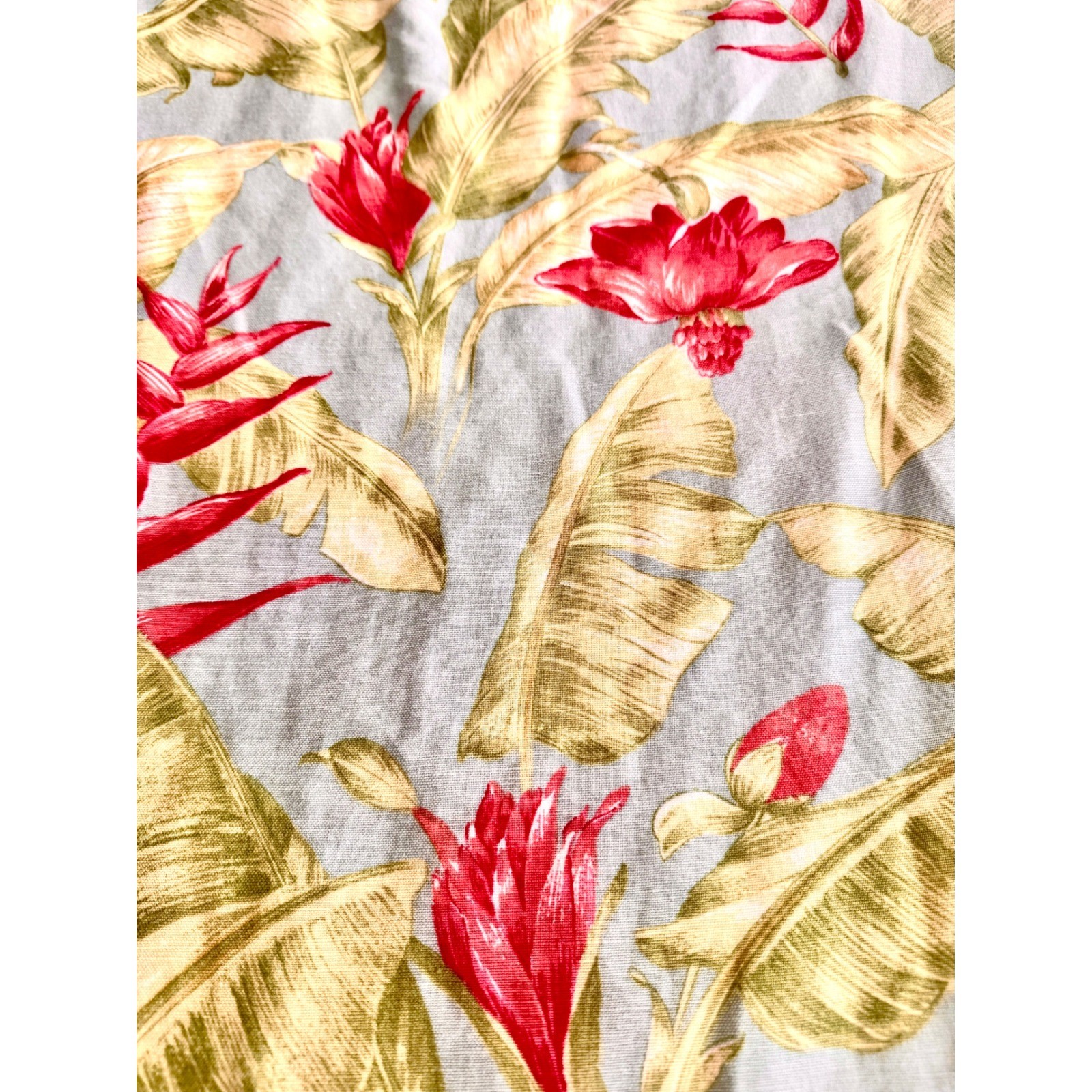 Rafael PT Collection Tropical Floral Linen Skirt Set Green Red Size 12 Vintage