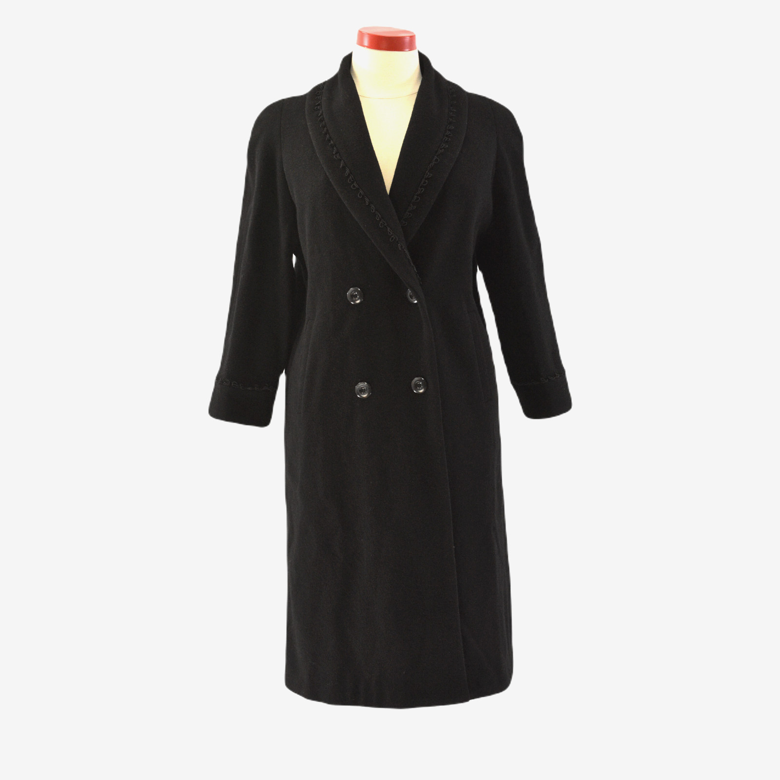 Donnybrook Black Corded Topcoat for Women Goth % Wool P Petite Vintage Coats