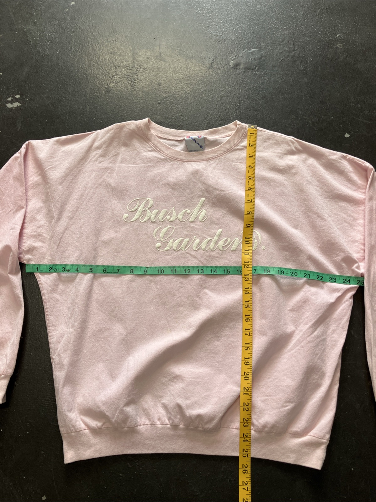 Vintage 80s Busch Gardens Puff Print Long Sleeve Pink Made In USA Shirt XL Vtg