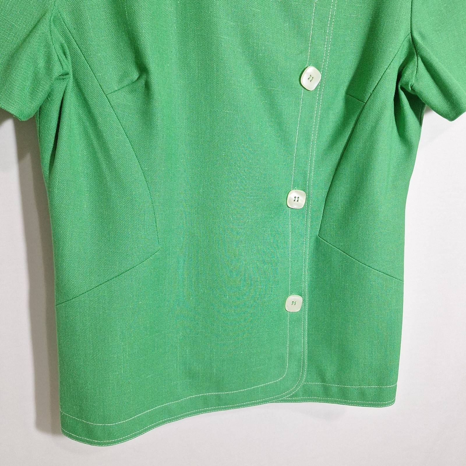 Vtg 80s Constance Saunders by Nahdree Green Skirt Suit Set Viscose Sz 12 Large