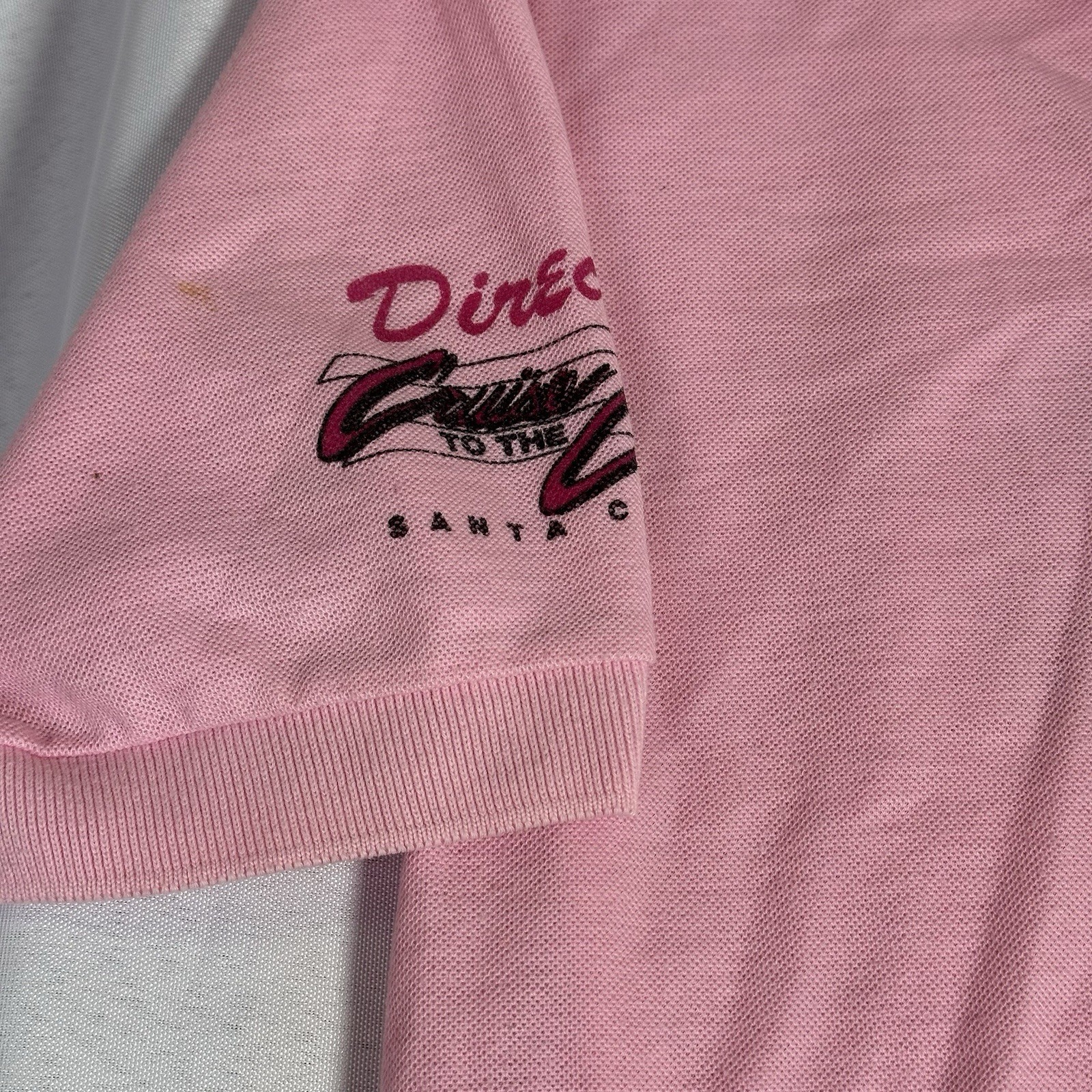 SANTA CRUZ (1987) Car Show Adult Polo 1/4 Button Shirt Sz (L) Pink “DIRECTOR”
