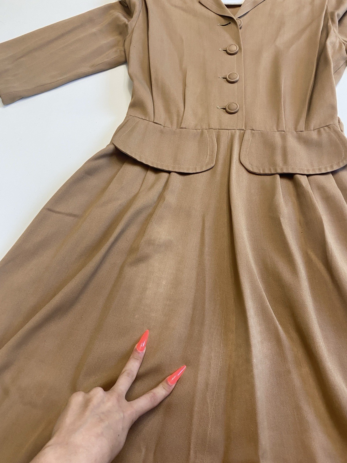 Vintage 40s 20th Century Sportswear Rayon Gabardine M Dress Brown