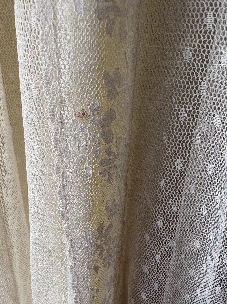 Vtg Swiss Dot Lace Edwardian Prairie Romantic Ivory WEDDING GOWN Handmade