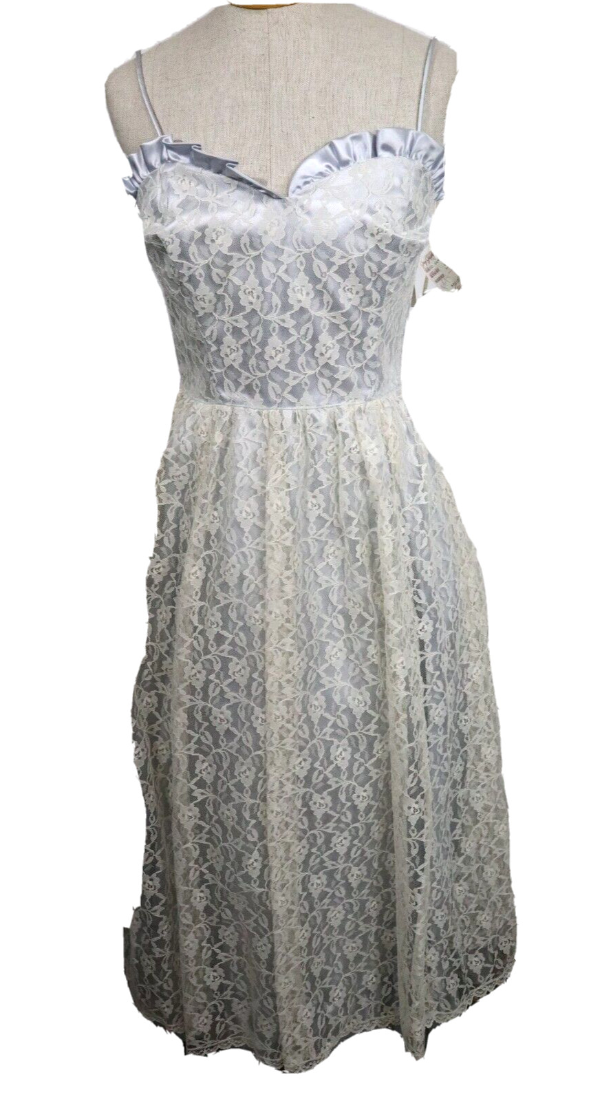 Vintage 80s Jay Jacobs Lace Prom Dress NWT Deadstock Size 9/10 Spaghetti Strap