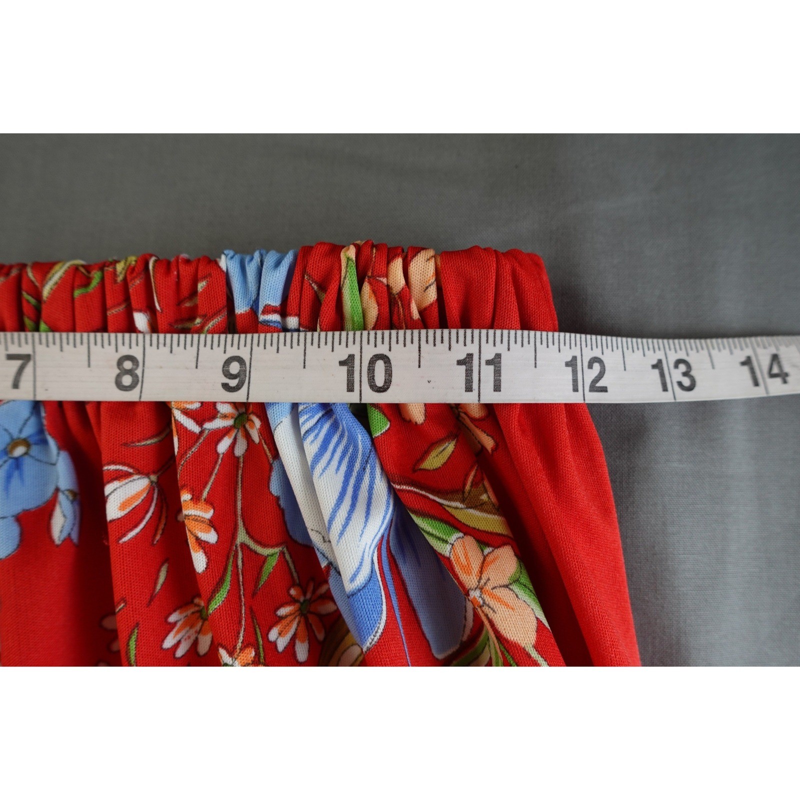 Vtg Handmade Skirt Womens Med Red Floral Midi Stretchy Side Slit Boho Hippie 70s