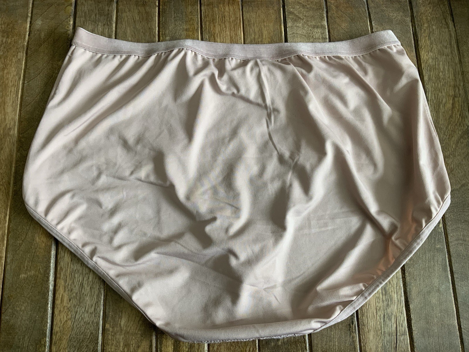 Vtg Adrienne Vittadini XL Silky Blush Satin Lace Brief Panties W Velvet Trim
