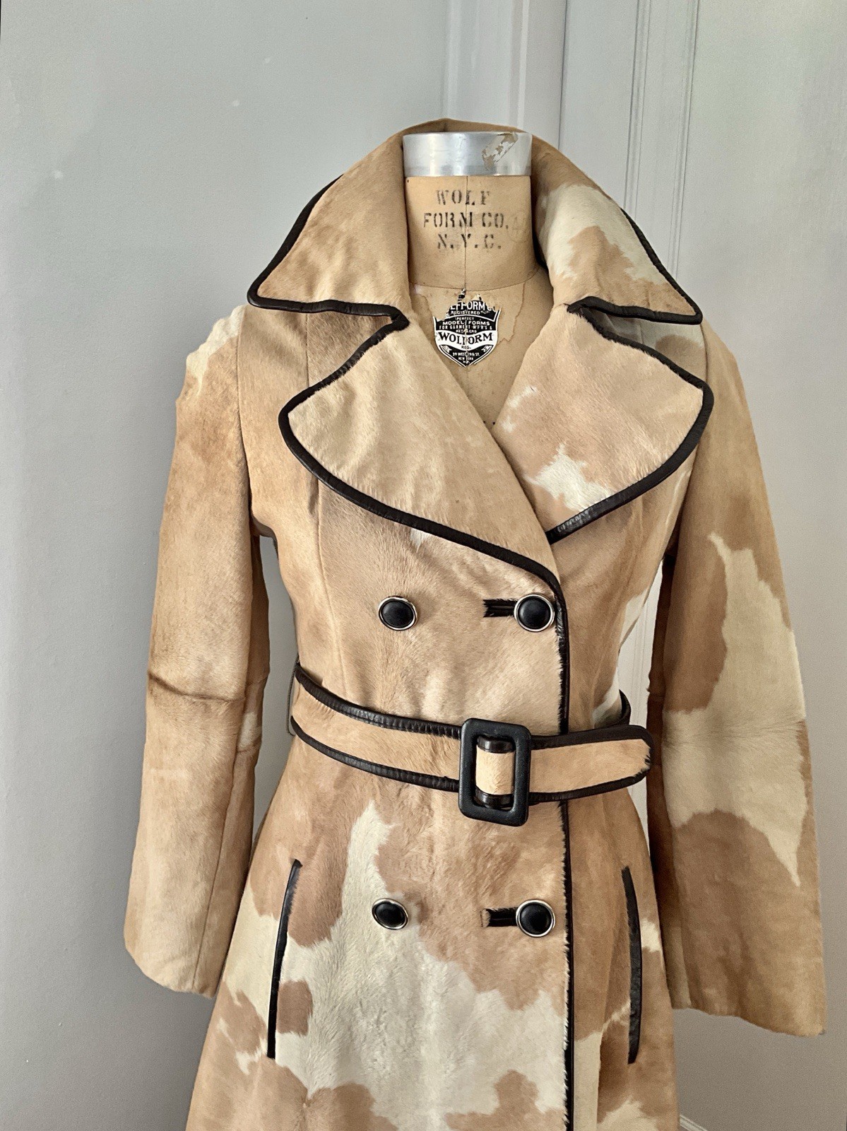 Vintage 1960’s I. Magnin Splash White Pony Hair Belted Coat