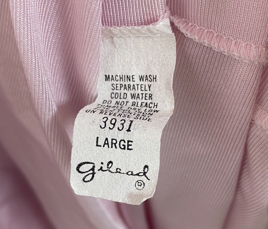 Vintage Gilead Nylon Baby Pink Lace Button Front Robe Pocket USA Large