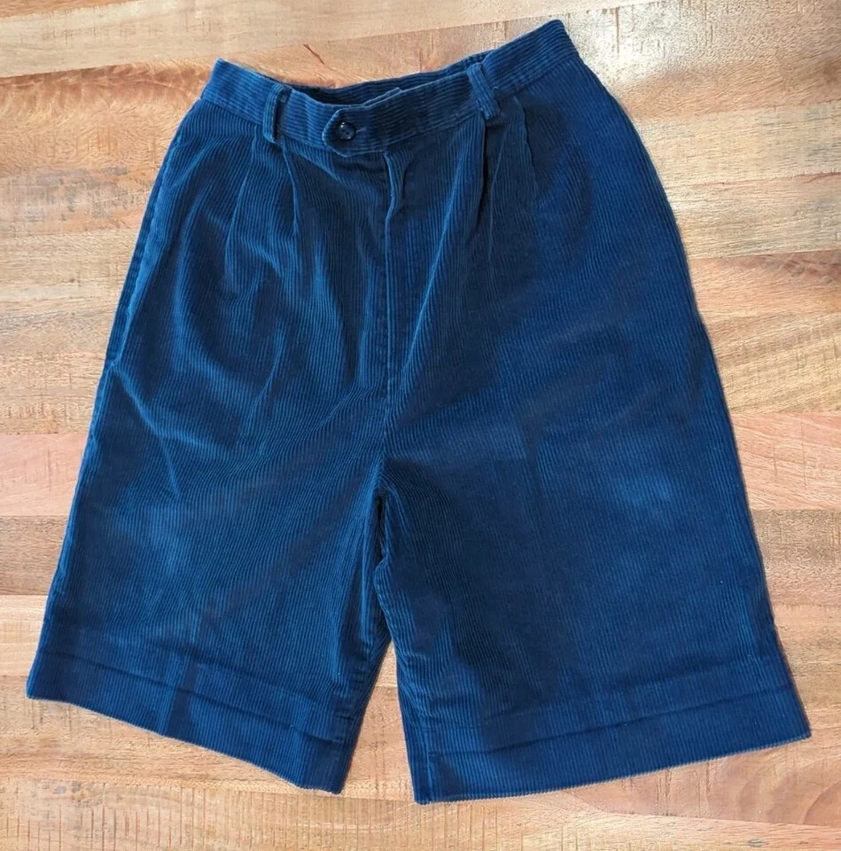 VTG Portraits By Northern Isles corduroy Shorts Women’s SZ 10 Blue Made In USA